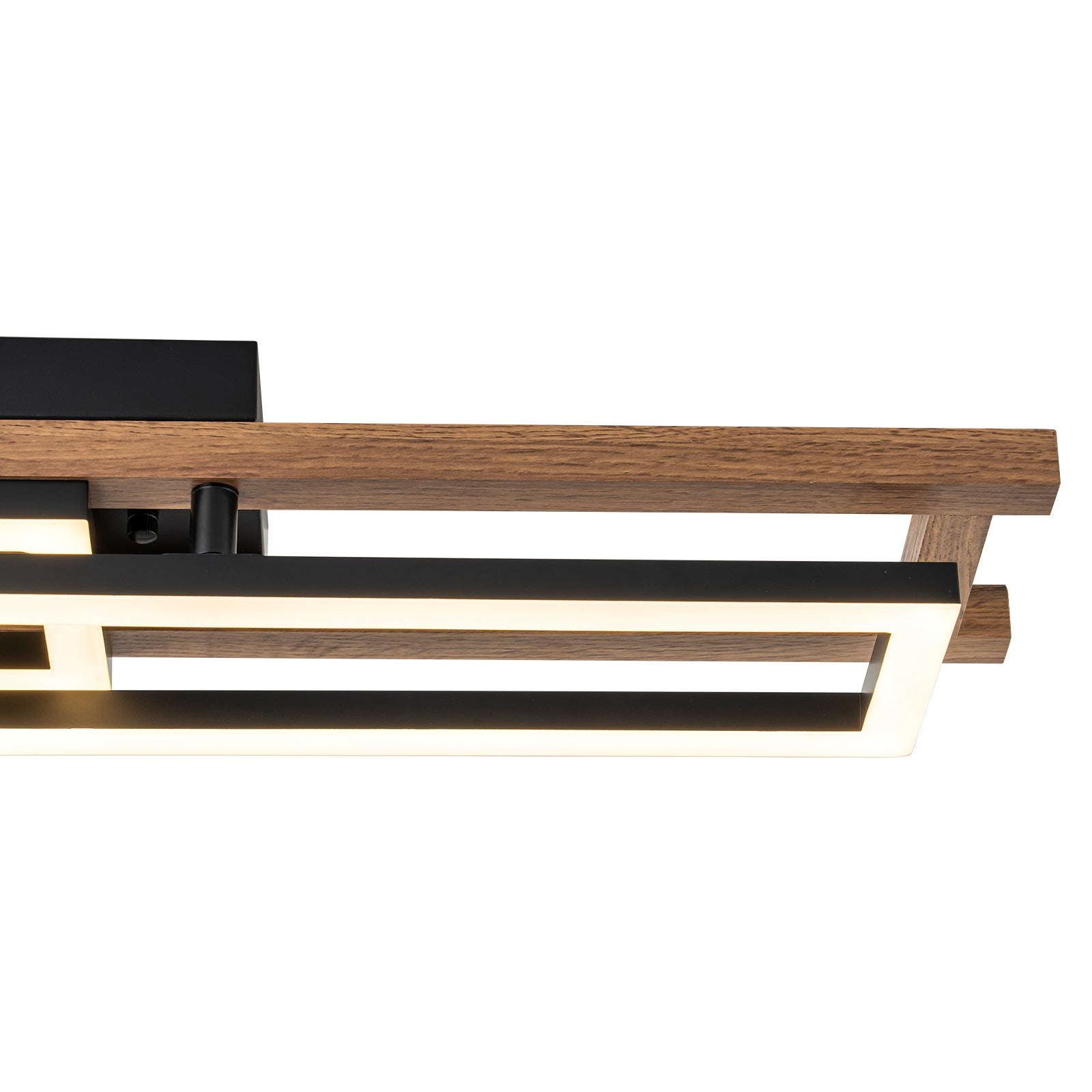 Glowlings 2-Licht Farmhouse 28" breites Rechteck 360° drehbare LED-Holz-Unterputzleuchte