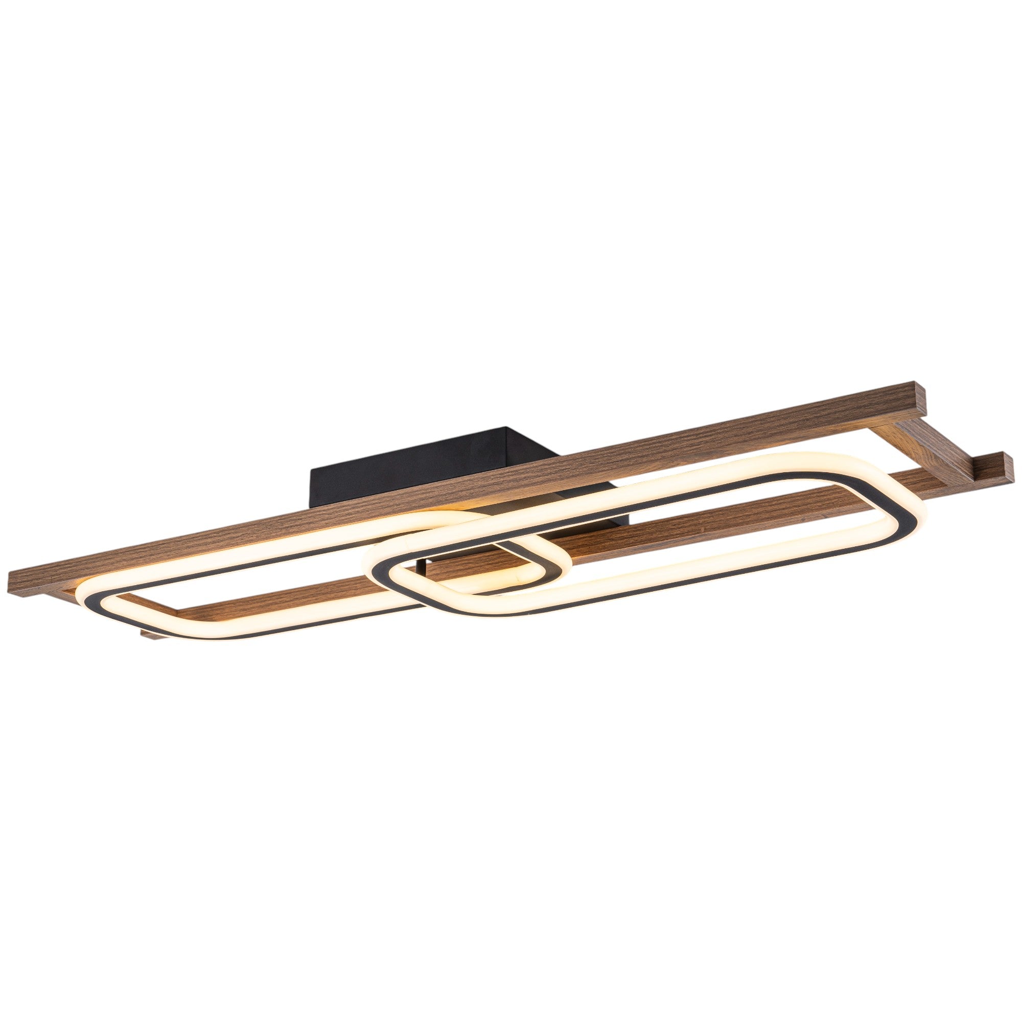 Glowlings 1/2/3-Light Farmhouse Rounded Rectangular LED Wood Flush Mount Celiling Light