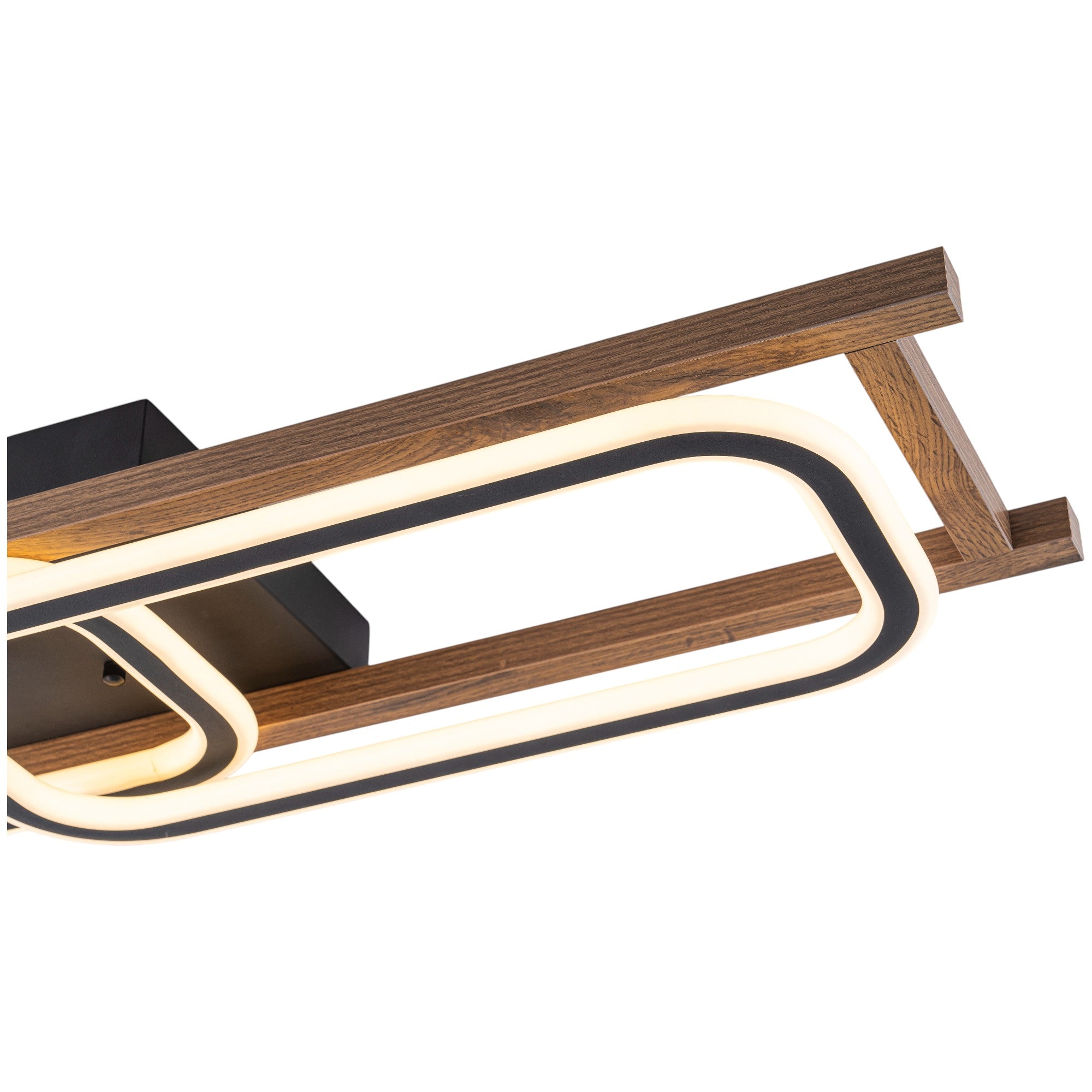 Glowlings 1/2/3-Light Farmhouse Rounded Rectangular LED Wood Flush Mount Celiling Light