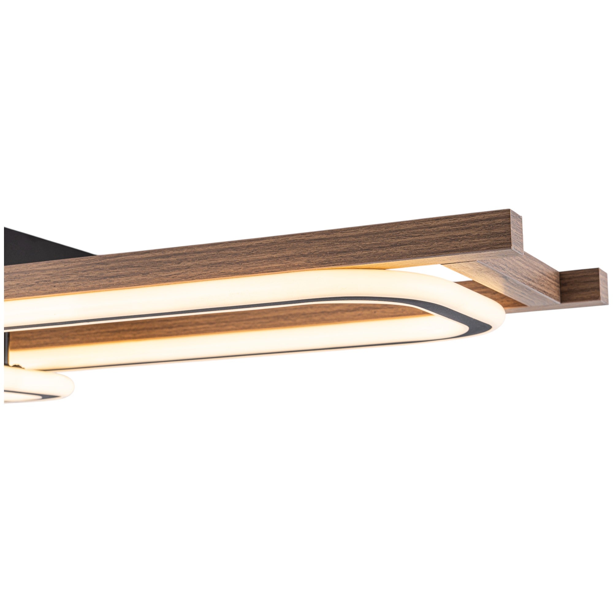 Glowlings 1/2/3-Light Farmhouse Rounded Rectangular LED Wood Flush Mount Celiling Light