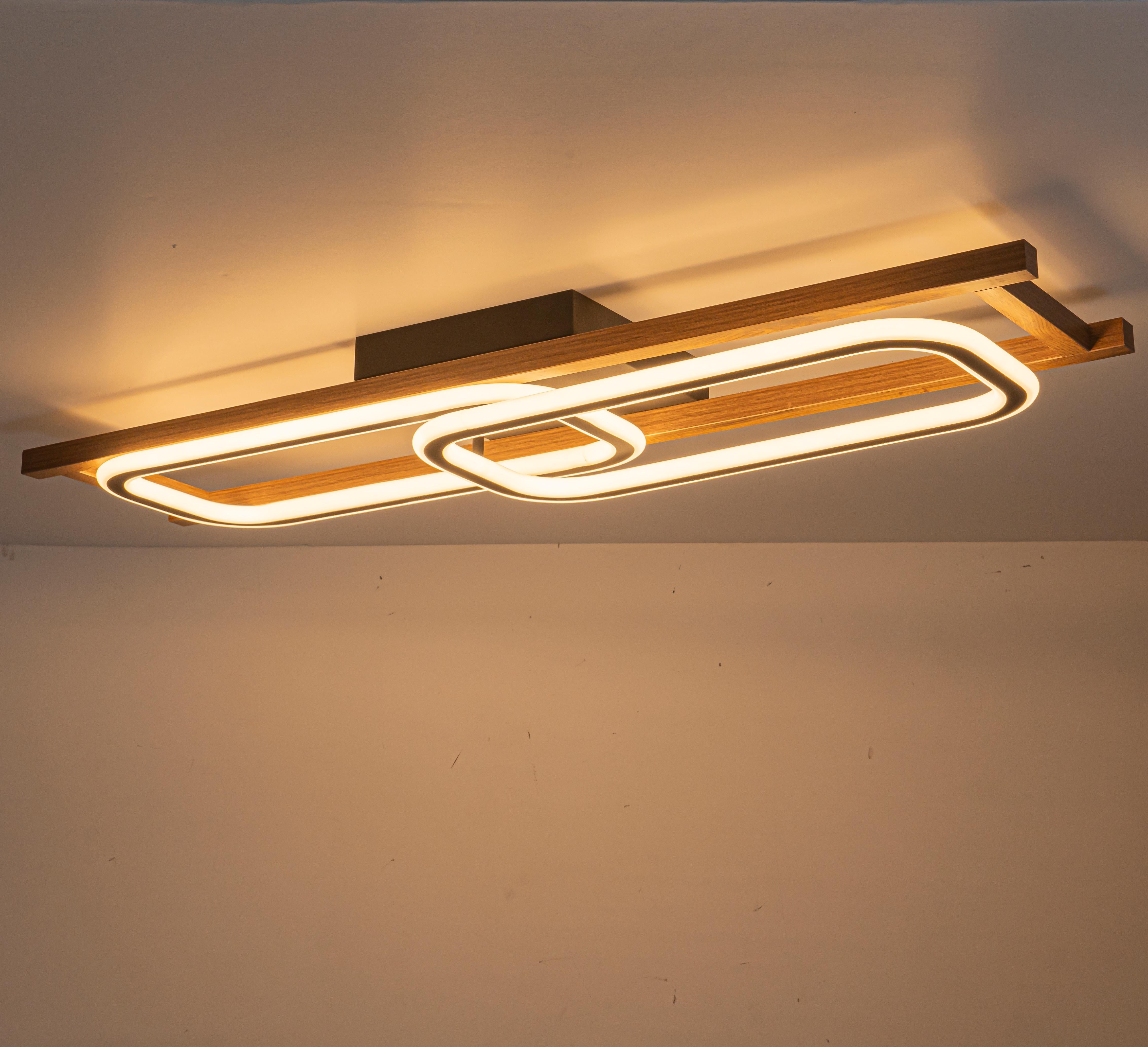 Glowlings 1/2/3-Light Farmhouse Rounded Rectangular LED Wood Flush Mount Celiling Light
