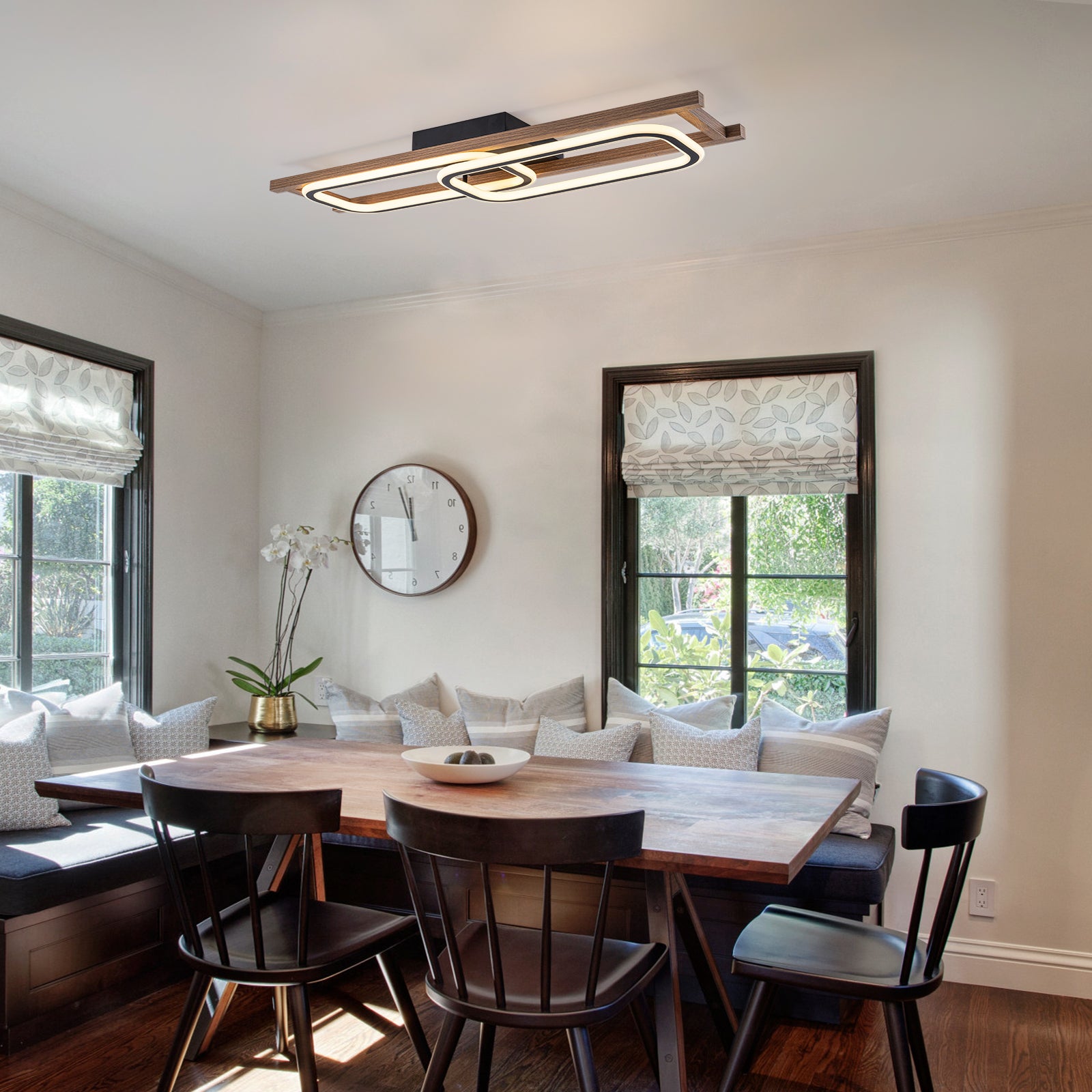 Glowlings 1/2/3-Light Farmhouse Rectangular LED Wood Flush Mount Celiling Light