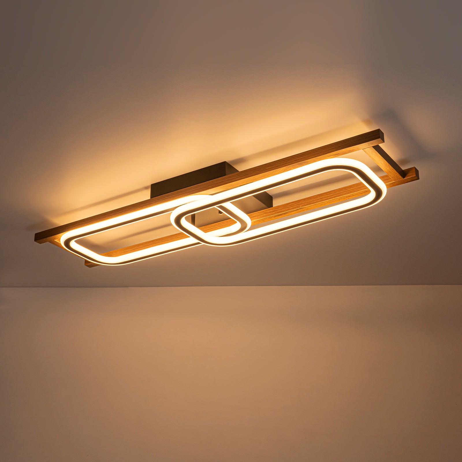 Glowlings 1/2/3-Light Farmhouse Rectangular LED Wood Flush Mount Celiling Light