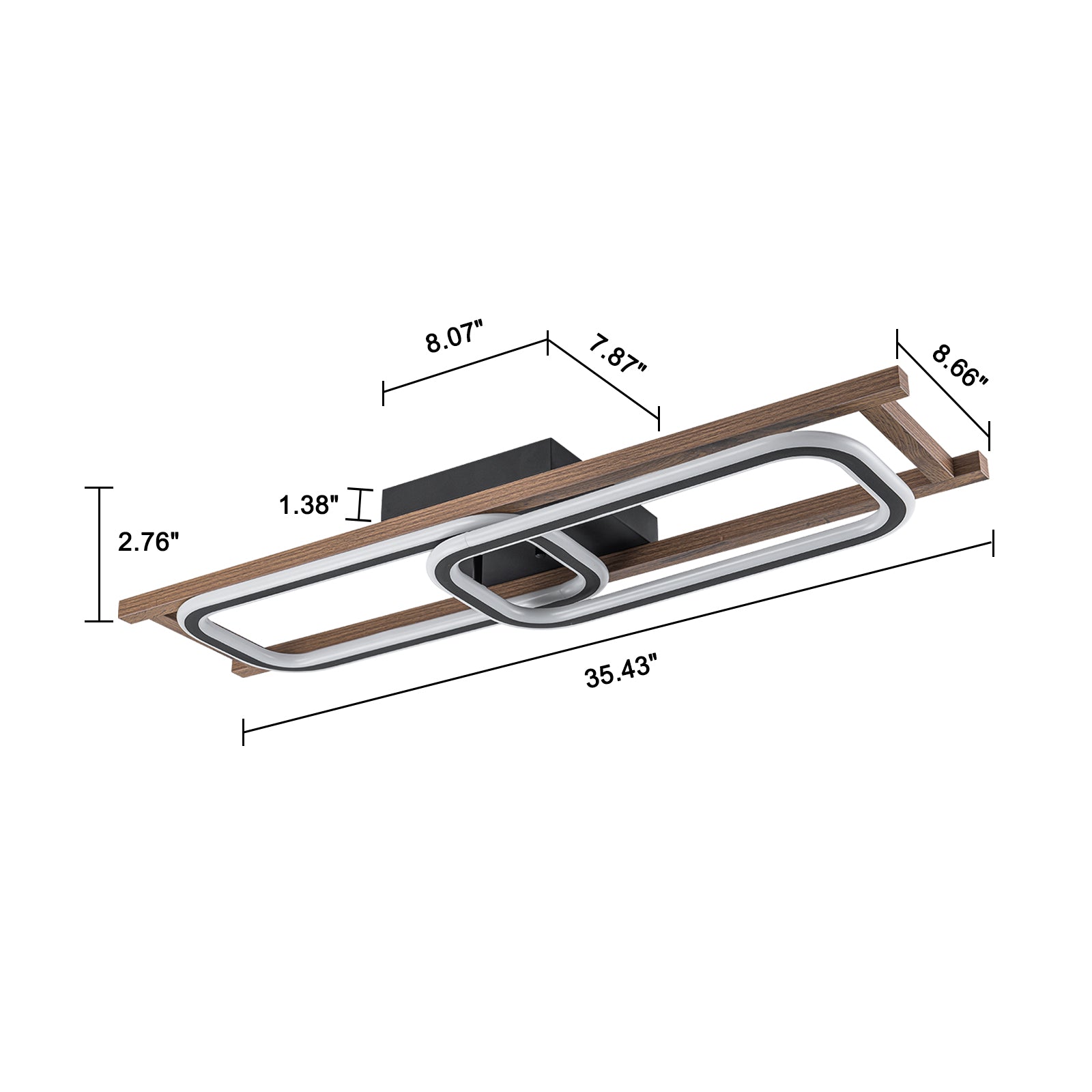 Glowlings 1/2/3-Light Farmhouse Rectangular LED Wood Flush Mount Celiling Light