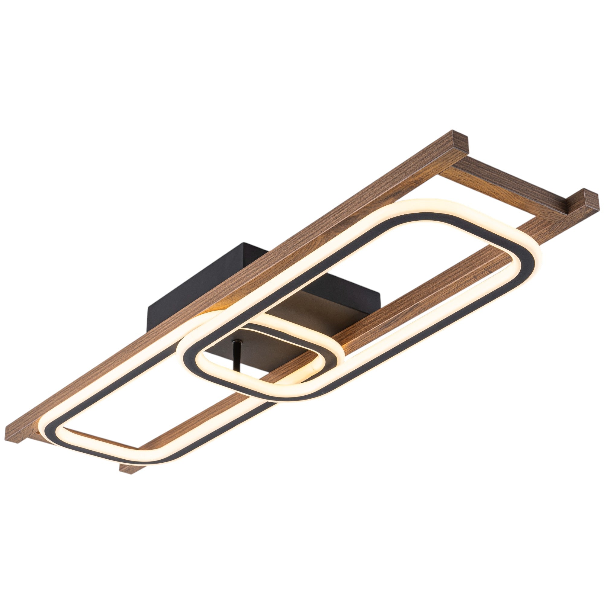 Glowlings 1/2/3-Light Farmhouse Rounded Rectangular LED Wood Flush Mount Celiling Light