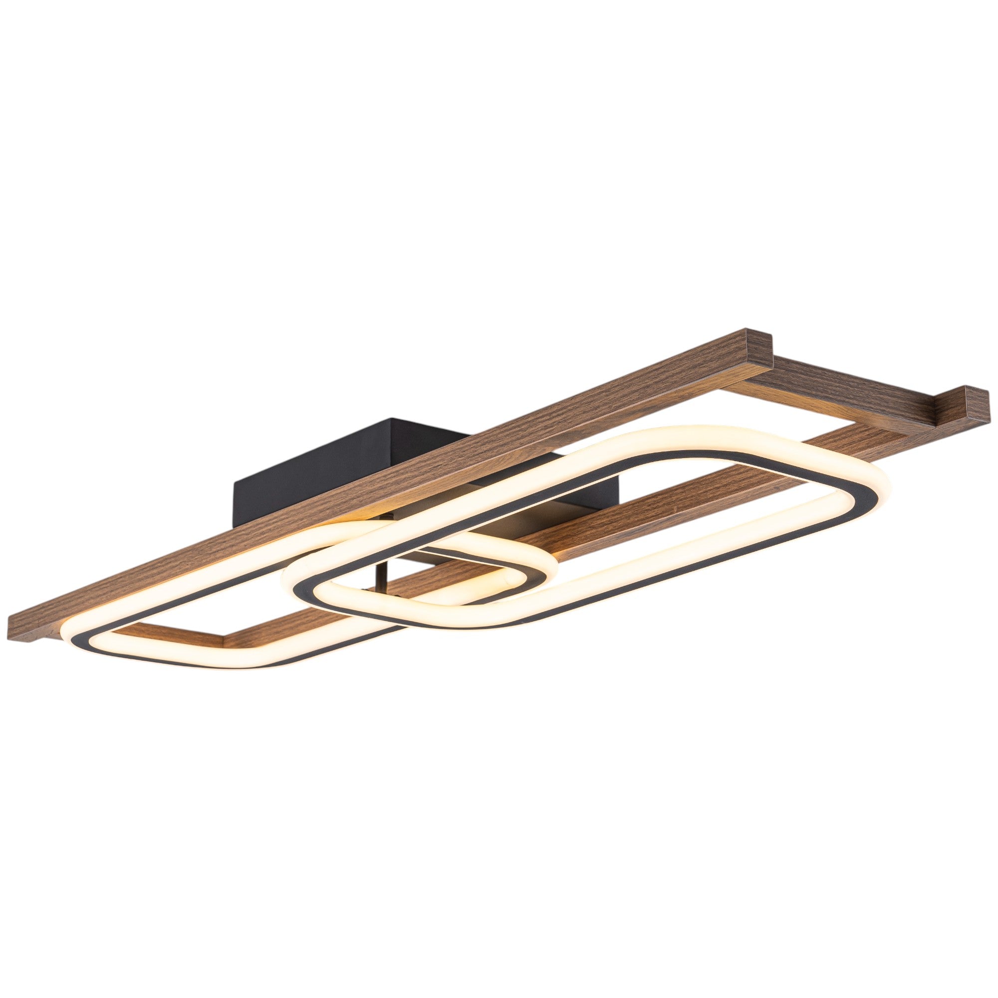 Glowlings 1/2/3-Light Farmhouse Rounded Rectangular LED Wood Flush Mount Celiling Light
