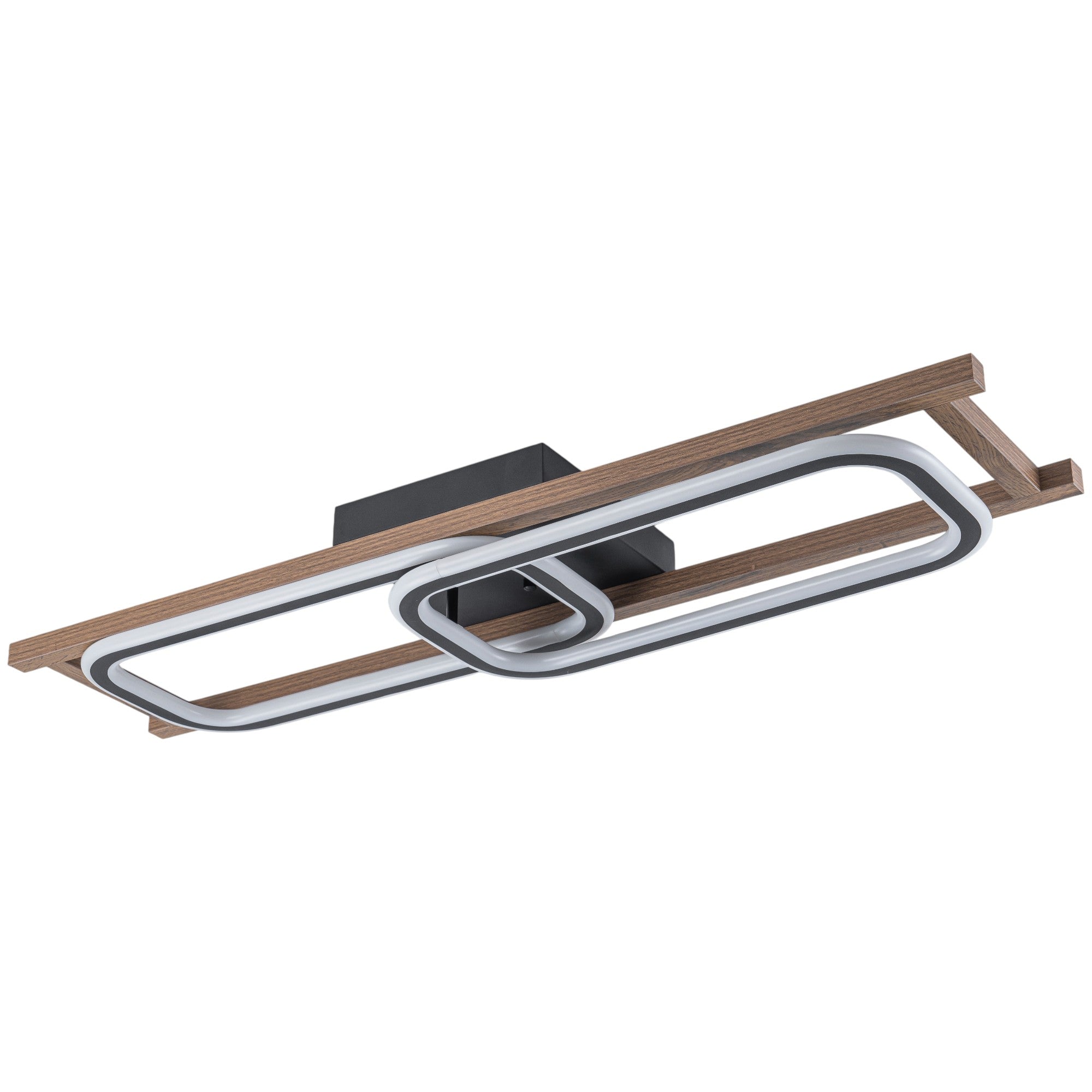 Glowlings 1/2/3-Light Farmhouse Rounded Rectangular LED Wood Flush Mount Celiling Light