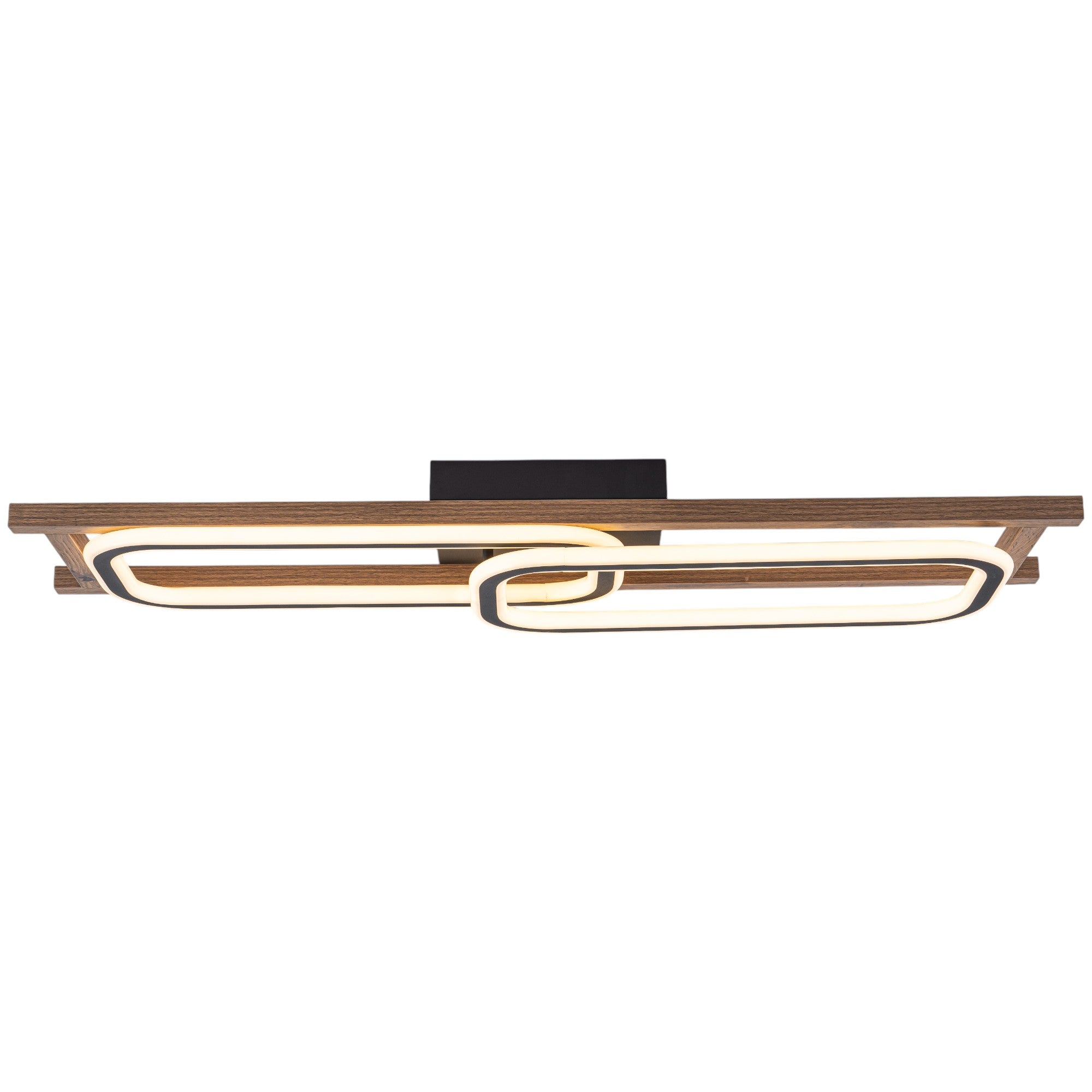 Glowlings 1/2/3-Light Farmhouse Rounded Rectangular LED Wood Flush Mount Celiling Light