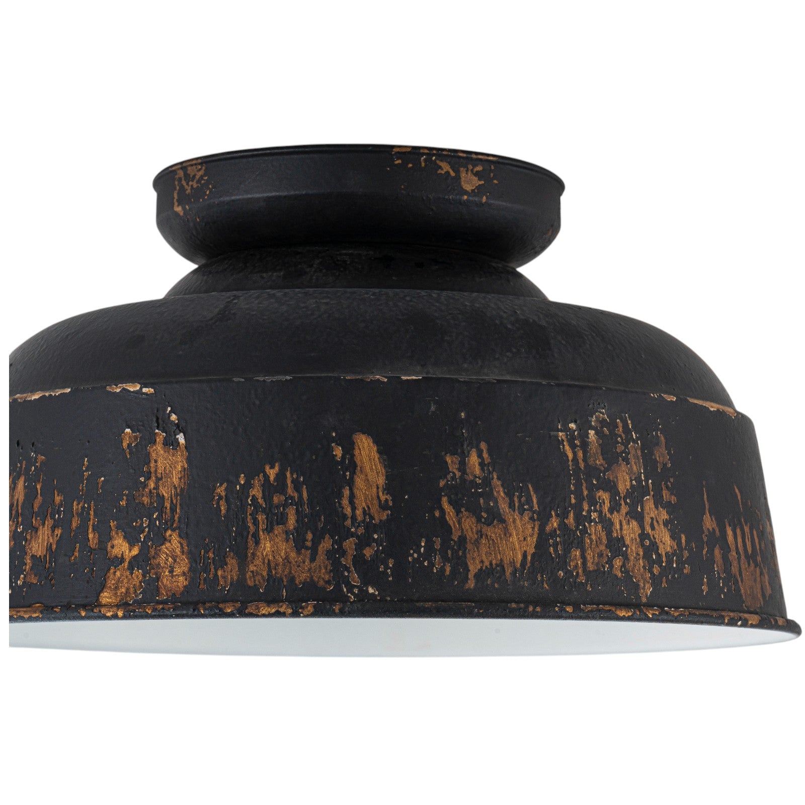 Glowlings 2-Light Industrial 14"Wide Black/Blue Antique Gold Distressing Dome Flush Mount