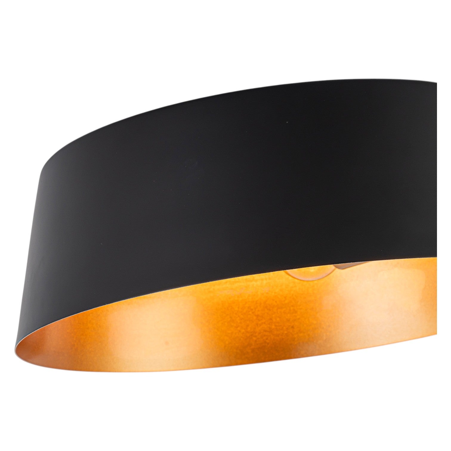 Glowlings 2-Light Industrial Black Tapered Flush Mount Ceiling Light with Brushed Gold Interior