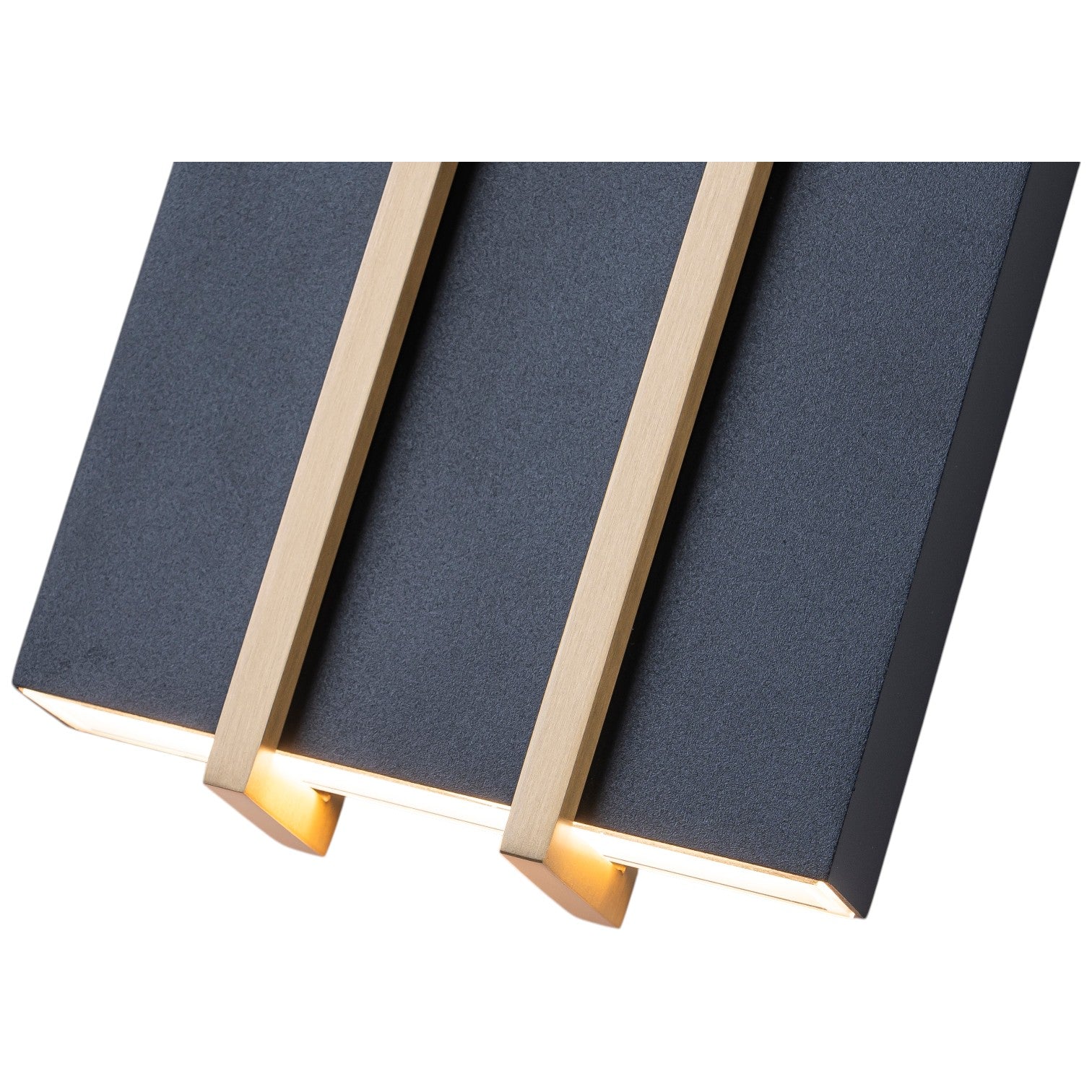 Glowlings 2-Light Modern 11"High IP54 Matte Black & Brushed Brass Rectangular LED Outdoor Wall Sconce