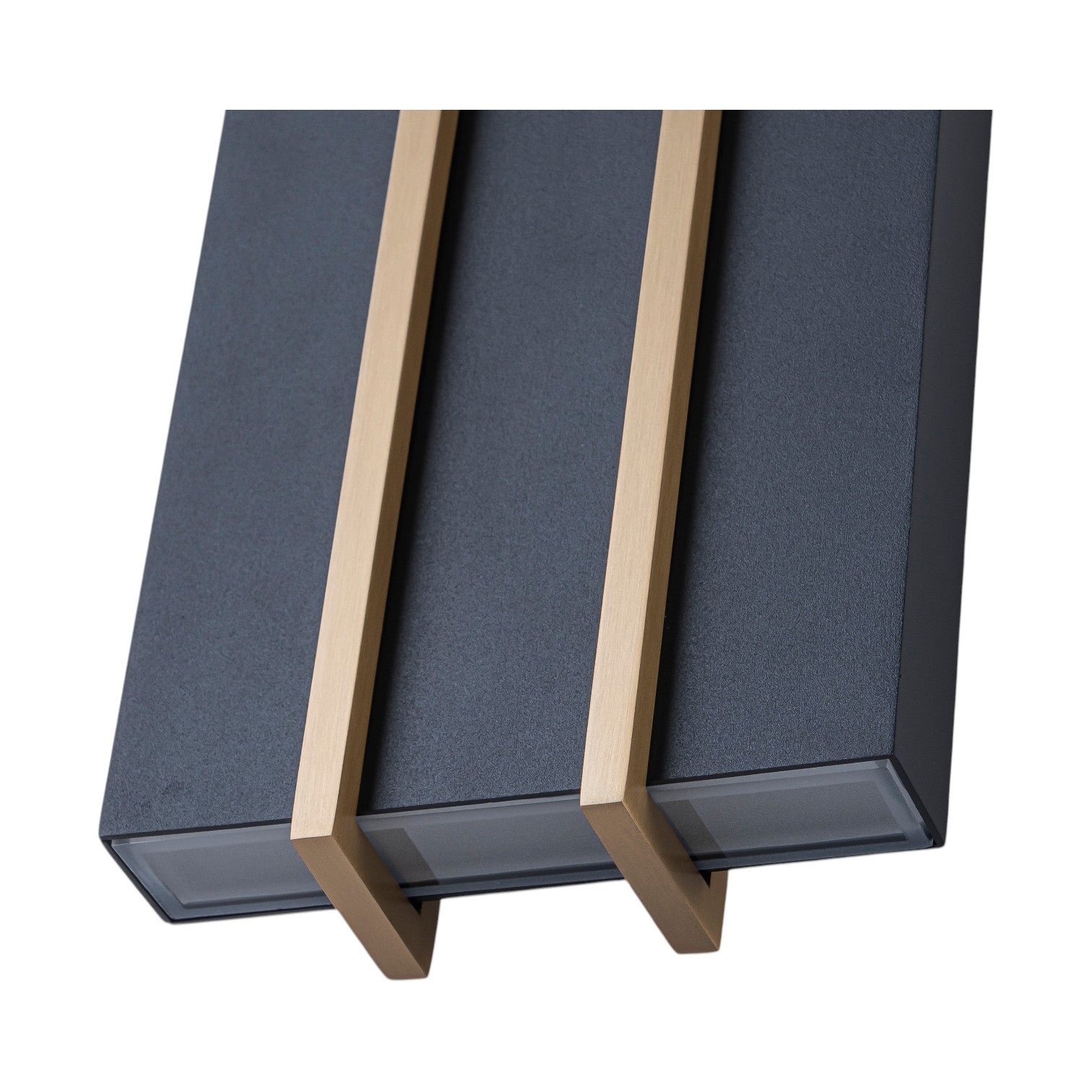 Glowlings 2-Light Modern 11"High IP54 Matte Black & Brushed Brass Rectangular LED Outdoor Wall Sconce