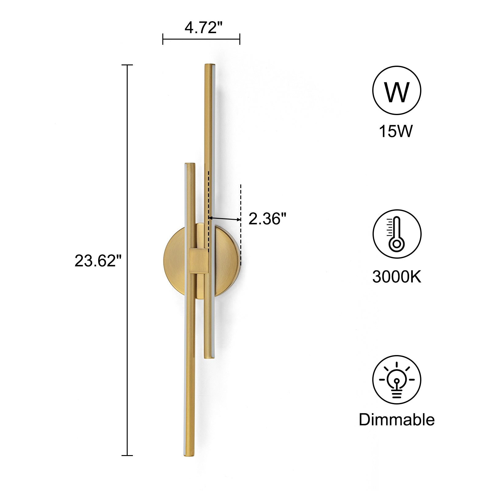 Glowlings Moderne 2-Licht 24 "Breite Led Wandleuchte Bad Eitelkeit Licht Bild Licht