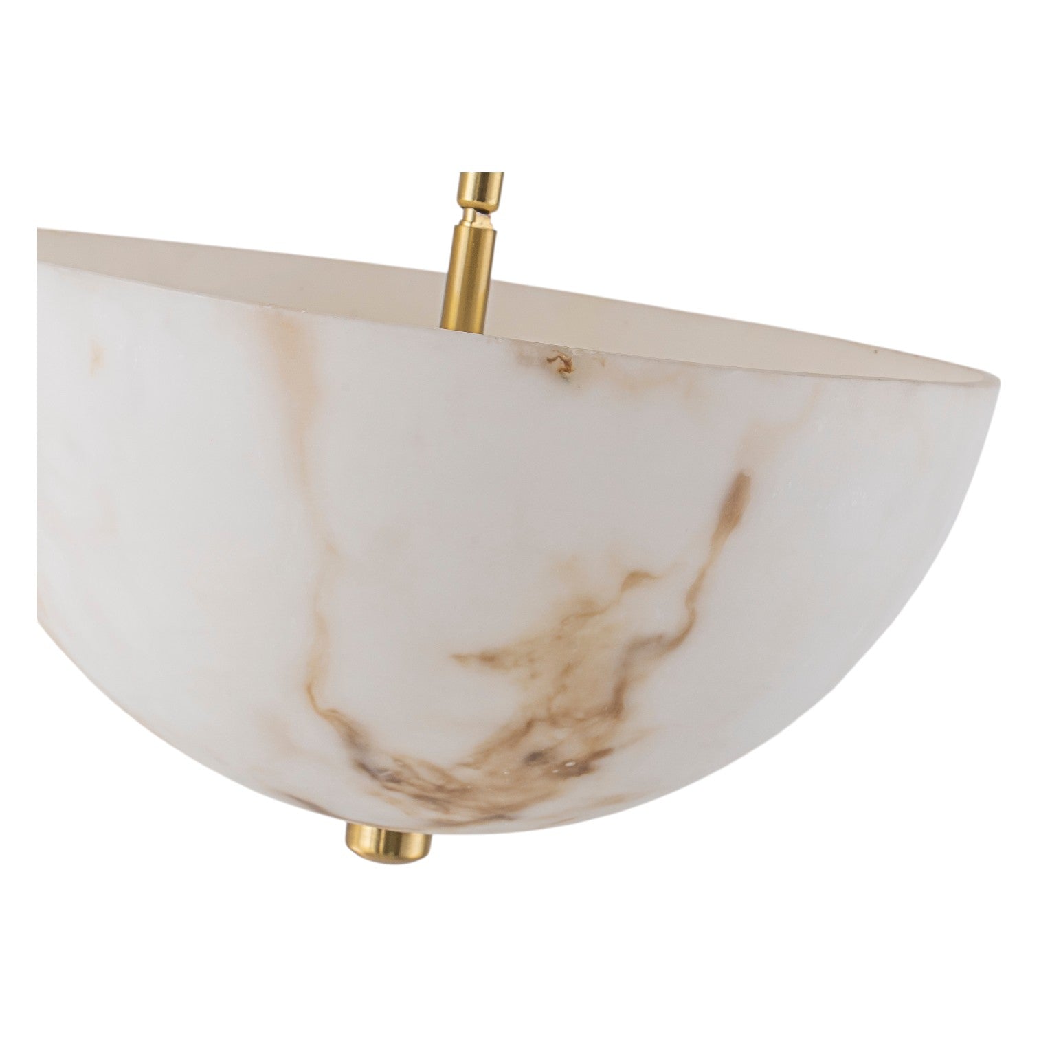 Glowlings 2-Light Luxury Brushed Brass Faux Alabaster Marble Bowl Shade Semi Flush Mount Ceiling Light