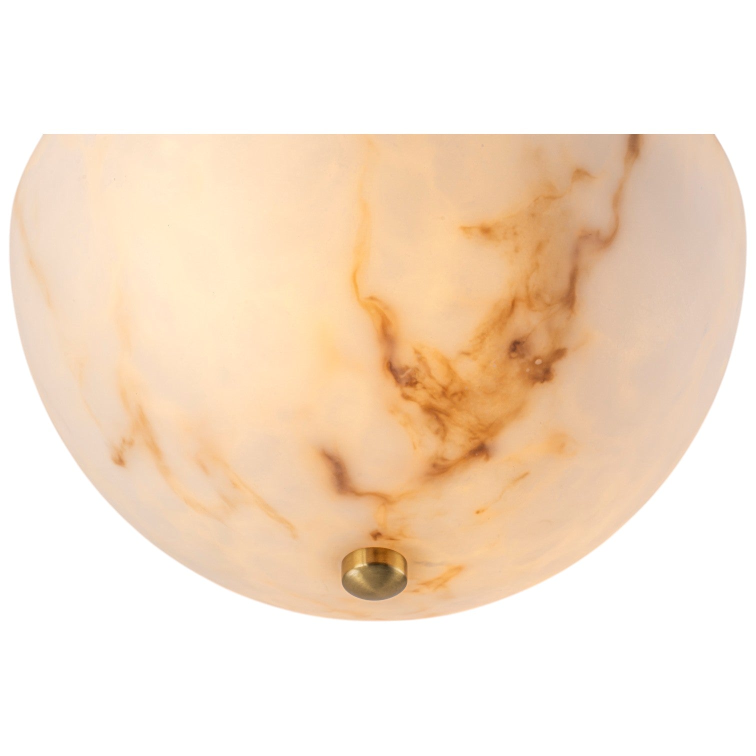 Glowlings 2-Light Luxury Brushed Brass Faux Alabaster Marble Bowl Shade Semi Flush Mount Ceiling Light