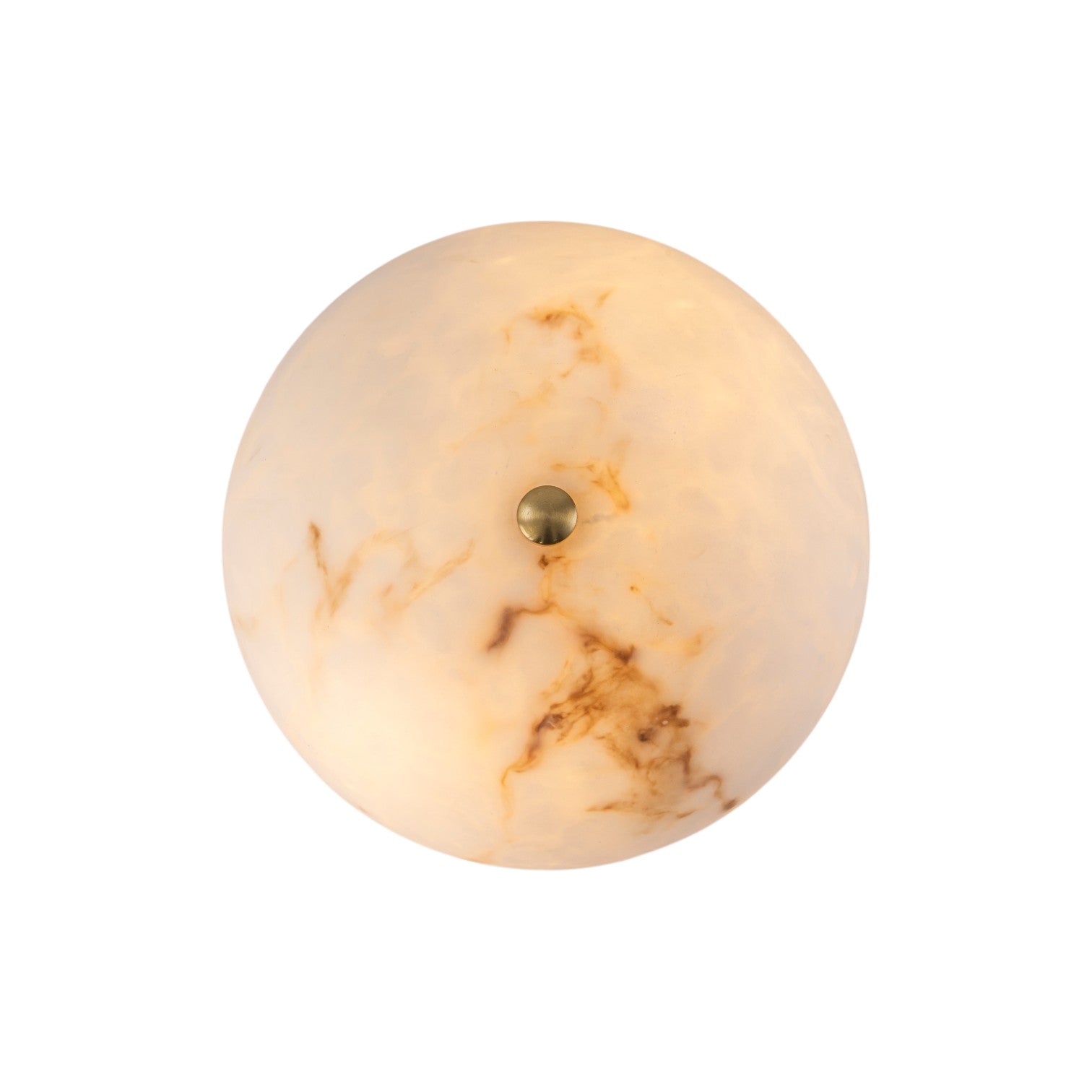 Glowlings 2-Light Luxury Brushed Brass Faux Alabaster Marble Bowl Shade Semi Flush Mount Ceiling Light