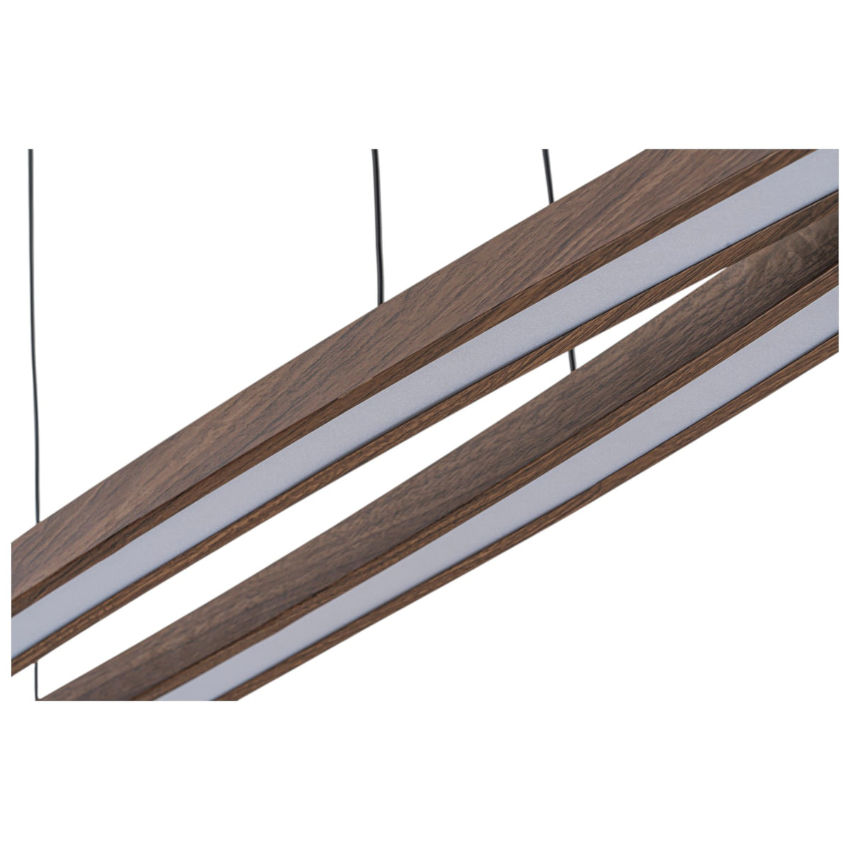 Glowlings 2-Light Minimalist Natural Wood Walnut Finish Linear LED Pendant Light Dining Room Chandelier