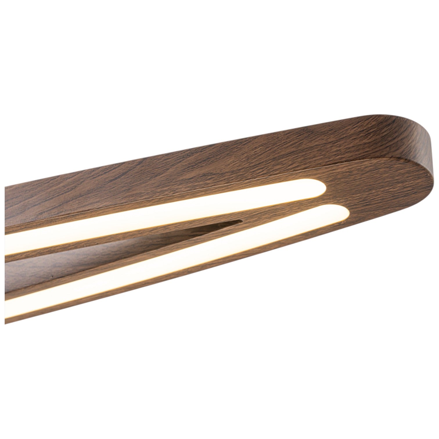 Glowlings 2-Light Minimalist Natural Wood Walnut Finish Linear LED Pendant Light Dining Room Chandelier