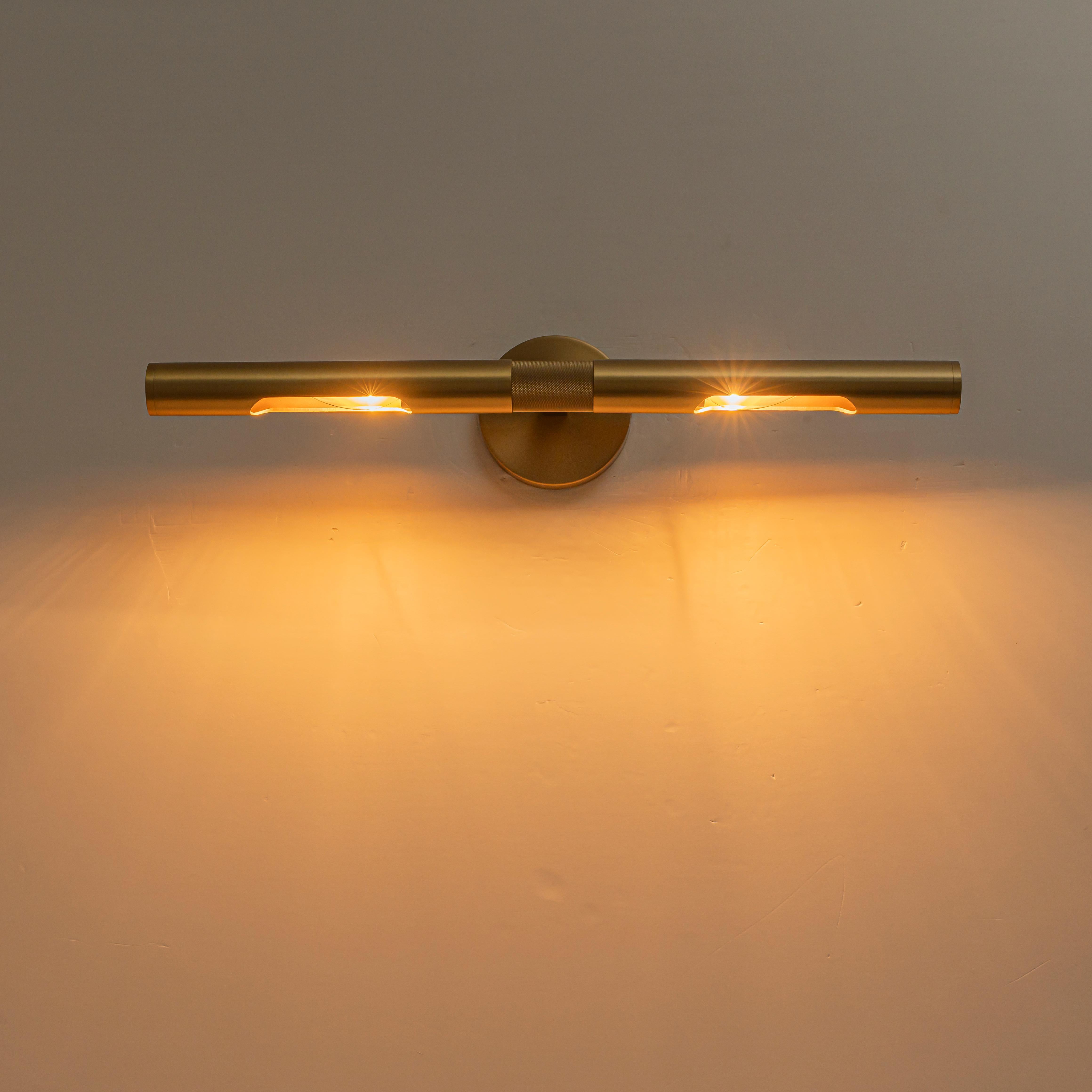 Glowlings 2-Light Modern 360° Rotated Brushed Brass Linear Wall Sconce Picture Light