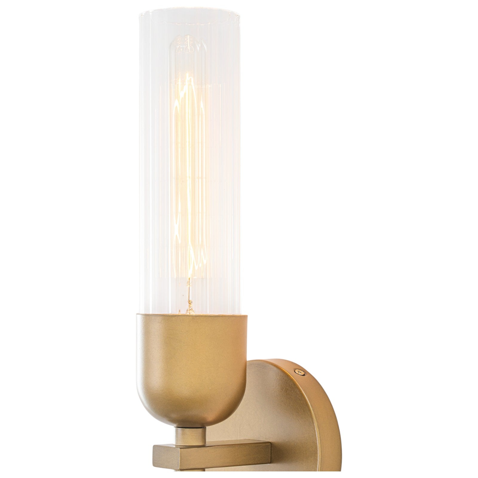 Glowlings 2-Light Mid-Century Modern Antique Brass Ribbed Glass Wall Sconce Bathroom Vanity Light