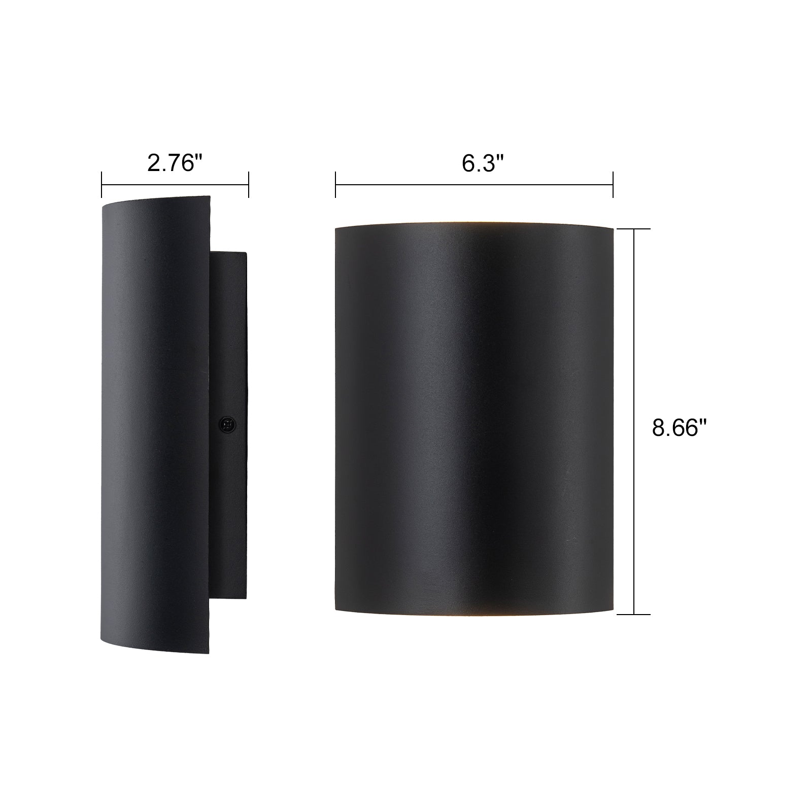 Glowlings 2-Light Modern 9"High Black Curved LED Outdoor Wall Sconce