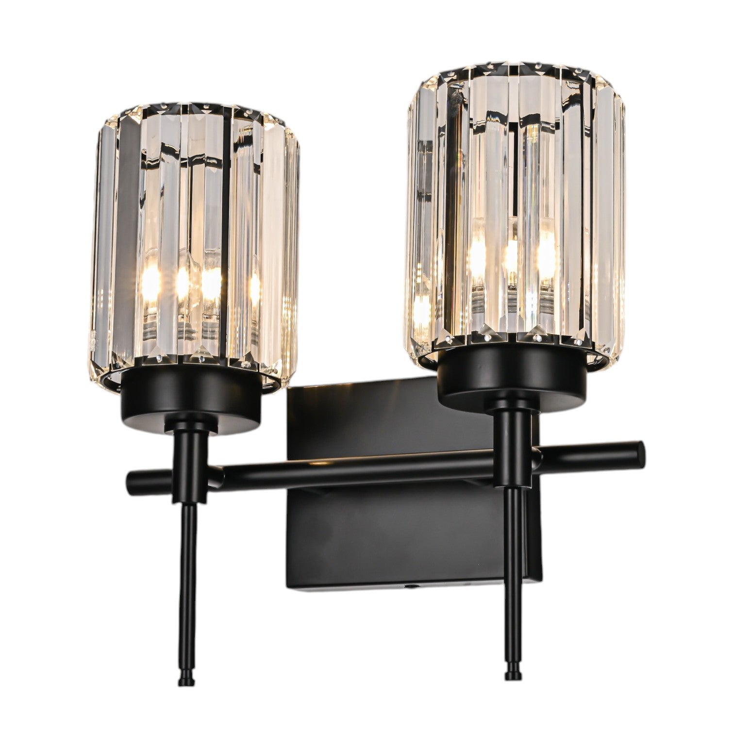 Glowlings 1/2/3/4/5-Light Modern Black/Gold Dimmable Round Crystal Bathroom Vanity Light