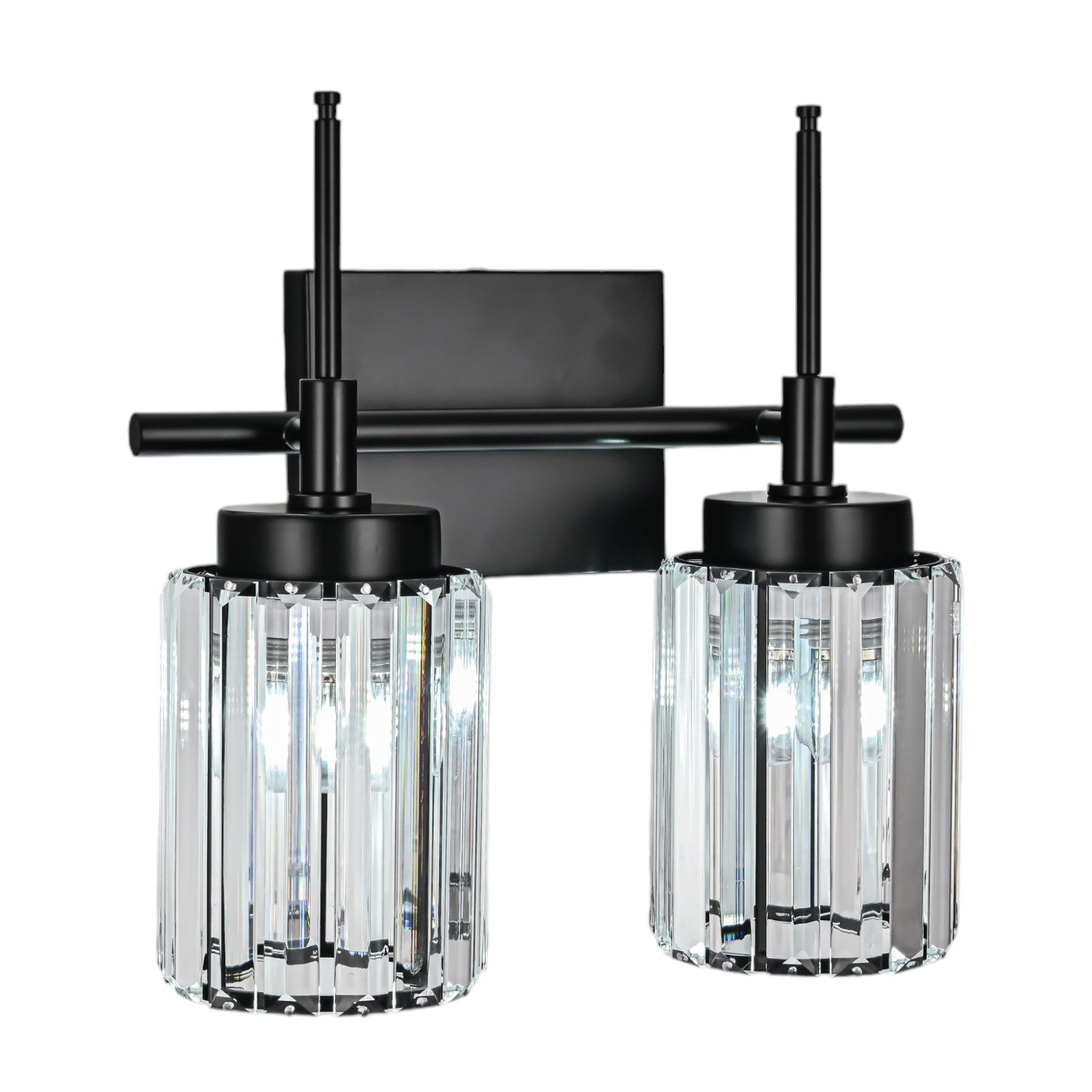 Glowlings 1/2/3/4/5-Light Modern Black/Gold Dimmable Round Crystal Bathroom Vanity Light