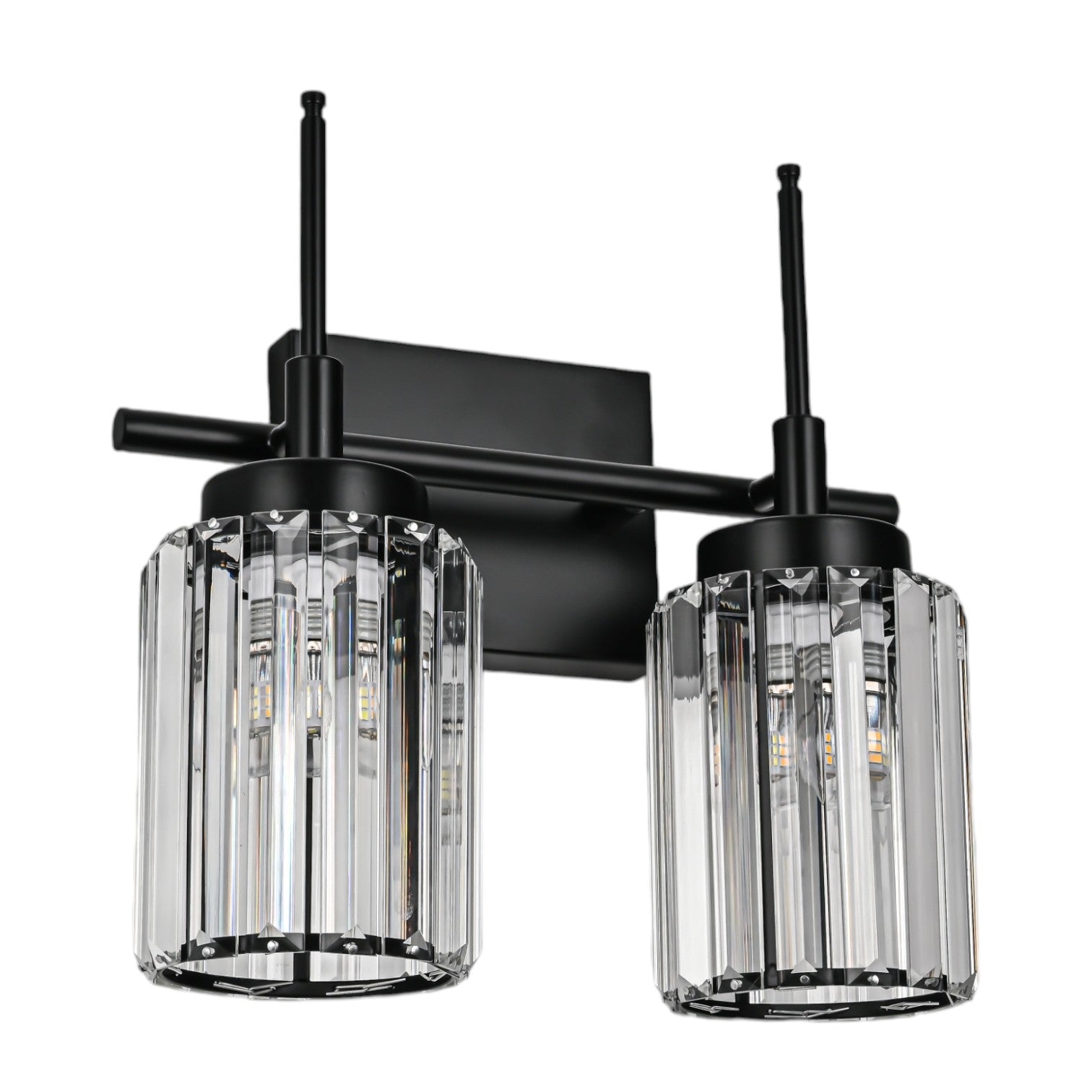 Glowlings 1/2/3/4/5-Light Modern Black/Gold Dimmable Round Crystal Bathroom Vanity Light