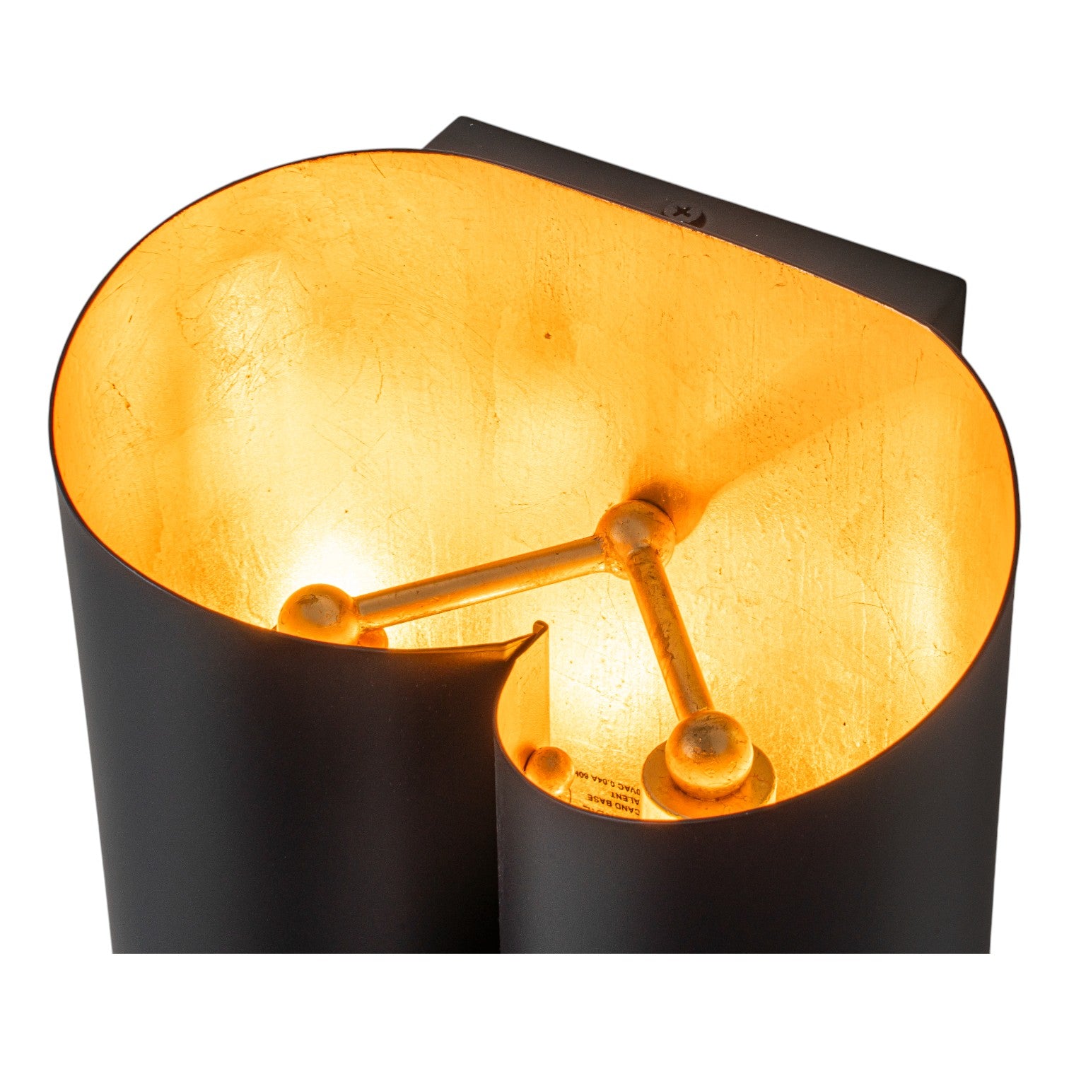 Glowlings 2-Light Modern 11"High Black Gold Leaf Indoor Wall Sconce