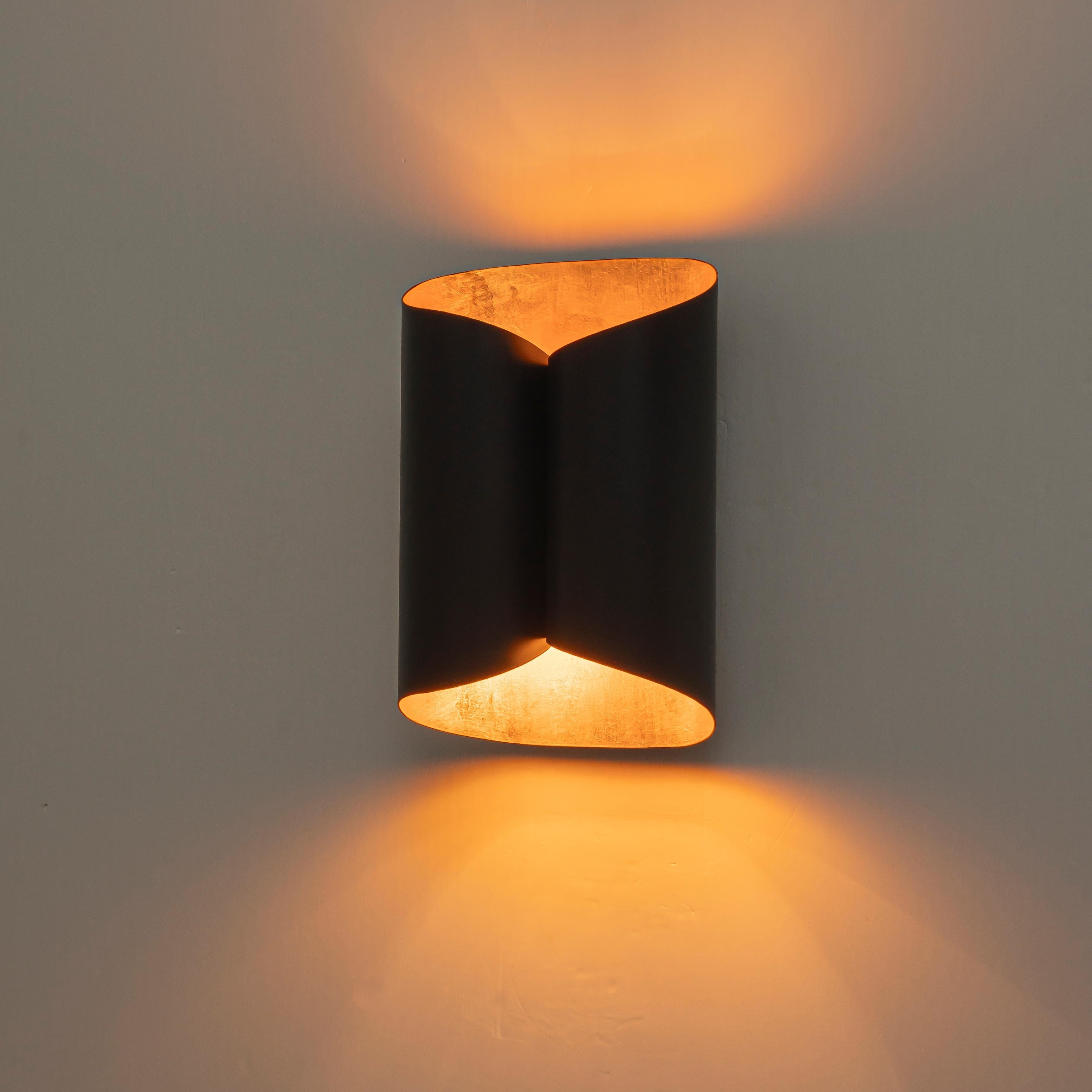 Glowlings 2-Light Modern 11"High Black Gold Leaf Indoor Wall Sconce