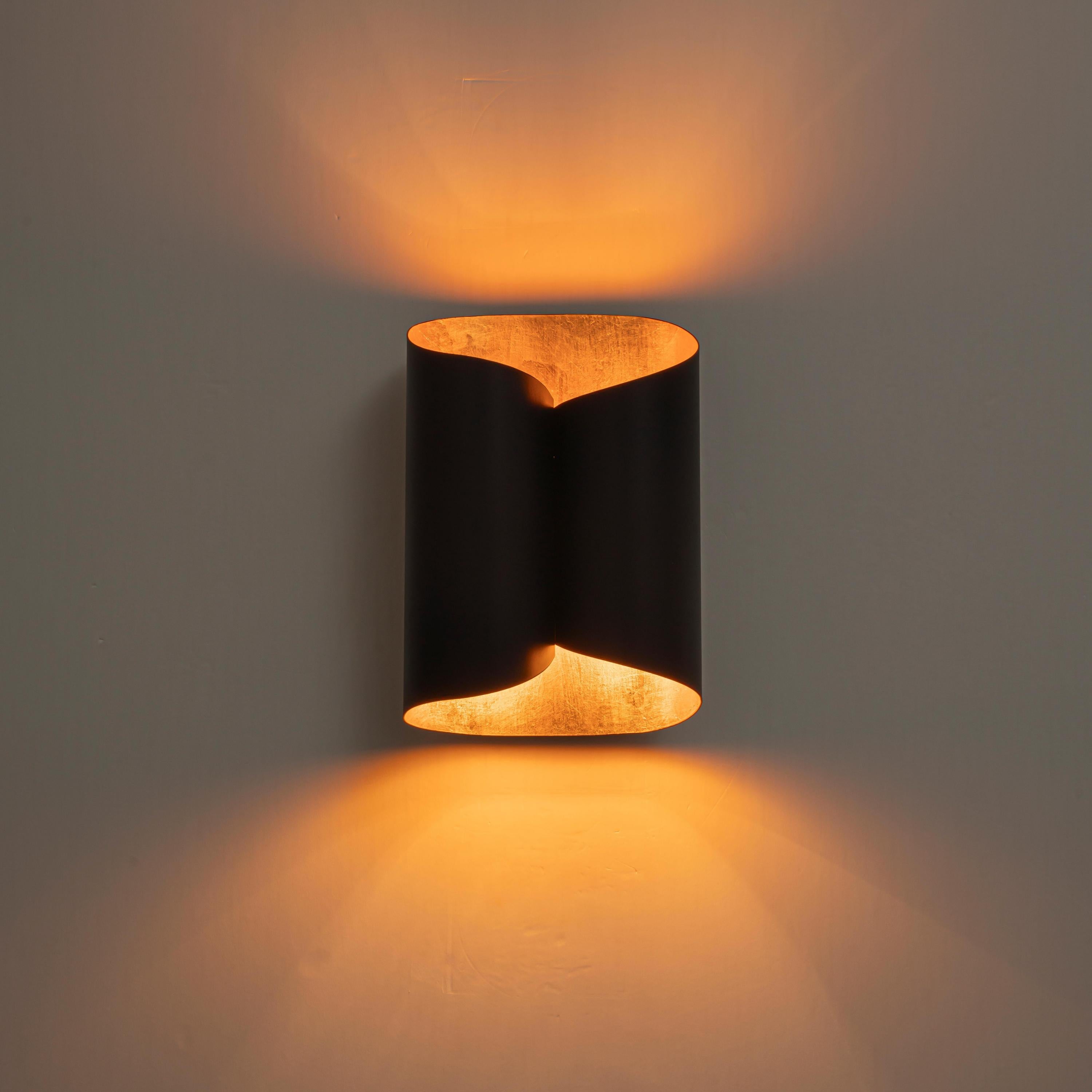 Glowlings 2-Light Modern 11"High Black Gold Leaf Indoor Wall Sconce