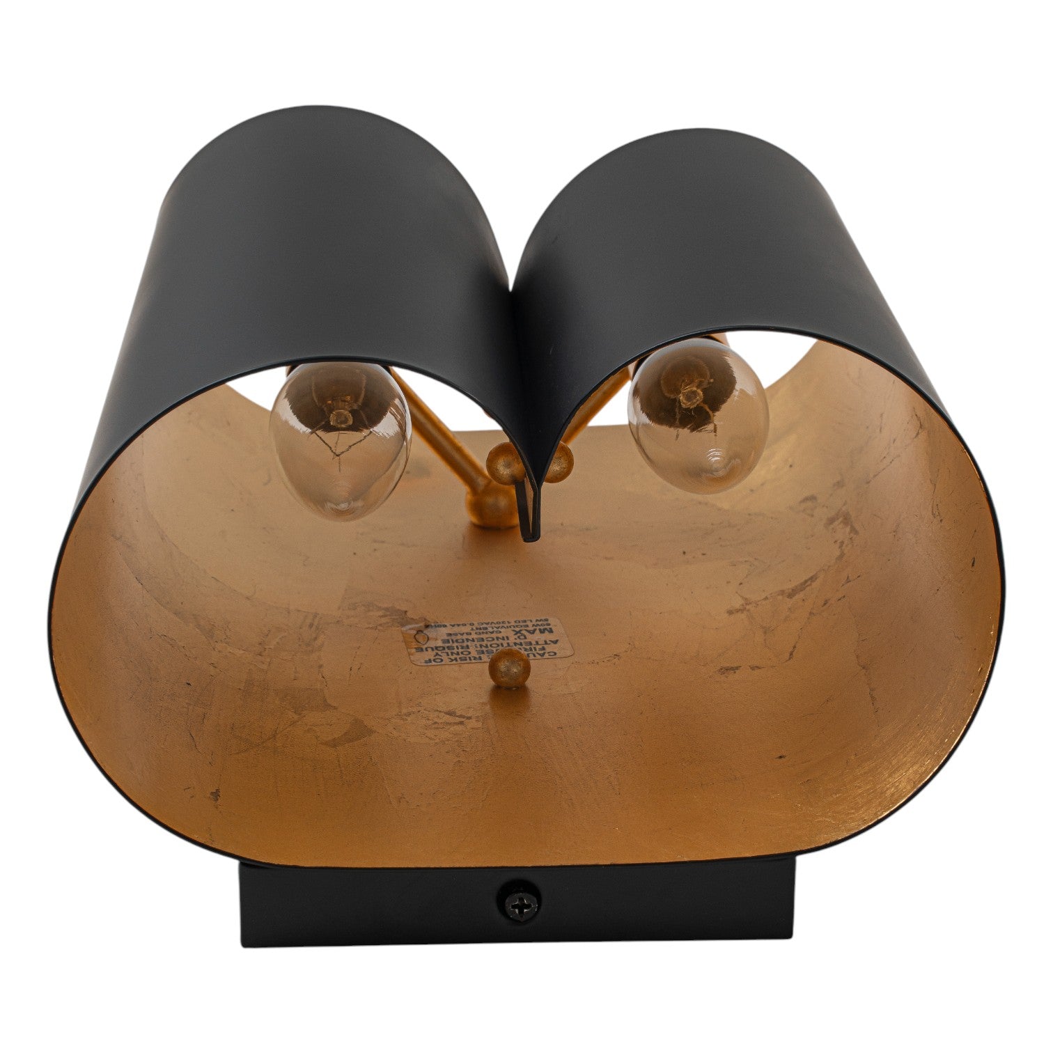 Glowlings 2-Light Modern 11"High Black Gold Leaf Indoor Wall Sconce