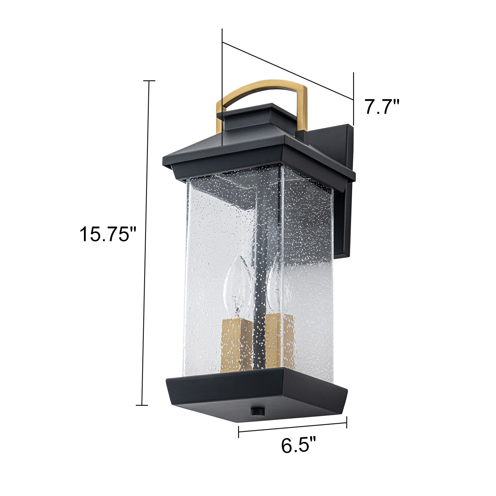 Glowlings 2-Light Modern 16"High Lantern Seeded Glass Candle Style Outdoor Wall Sconce