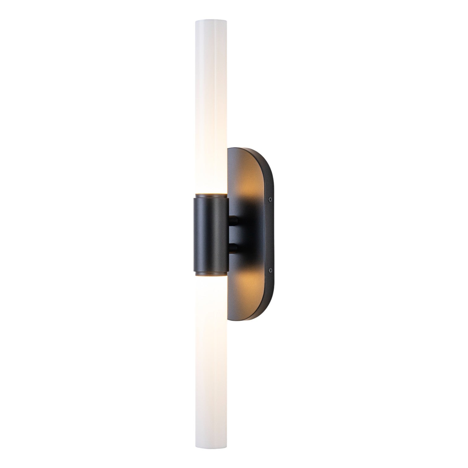 Glowlings 2-Light Modern Black Opal Glass Cylinder LED Wall Sconce