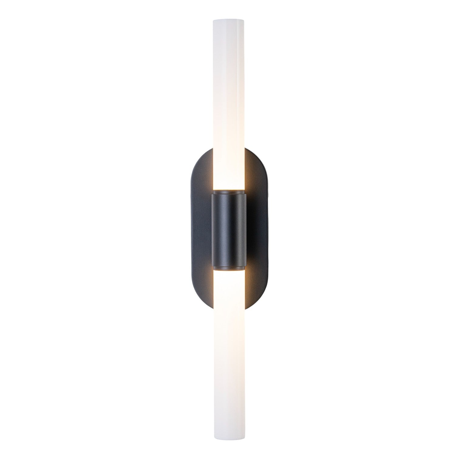Glowlings 2-Light Modern Black Opal Glass Cylinder LED Wall Sconce