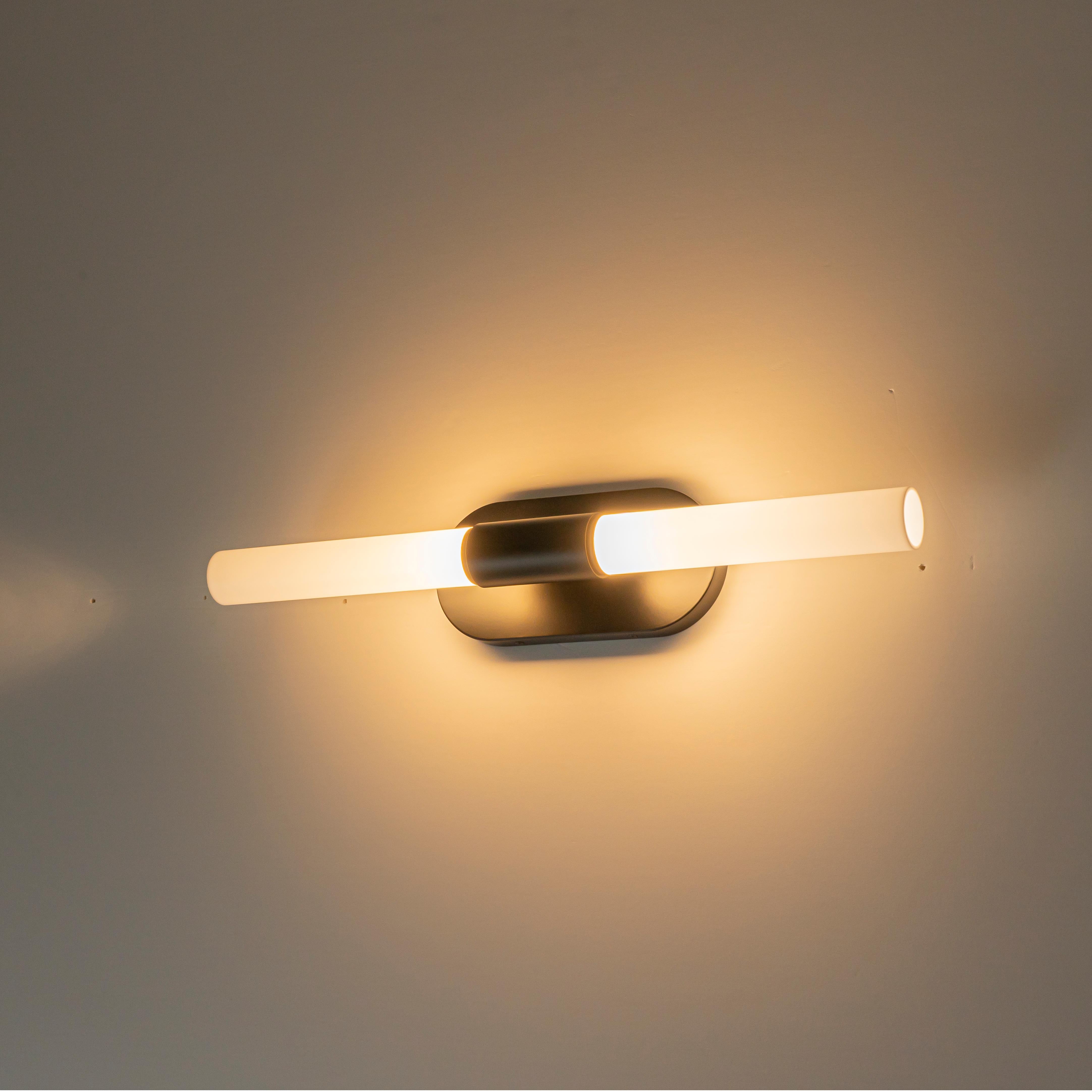 Glowlings 2-Light Modern Black Opal Glass Cylinder LED Wall Sconce