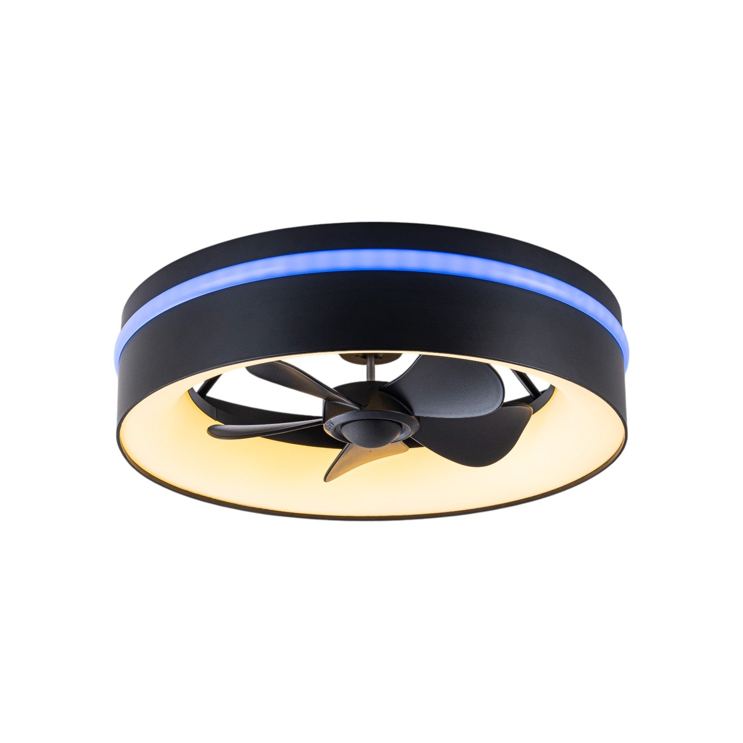 Glowlings 2-Light Modern Black Round RGB Smart LED 3CCT Dimmable Ceiling Fan with Light