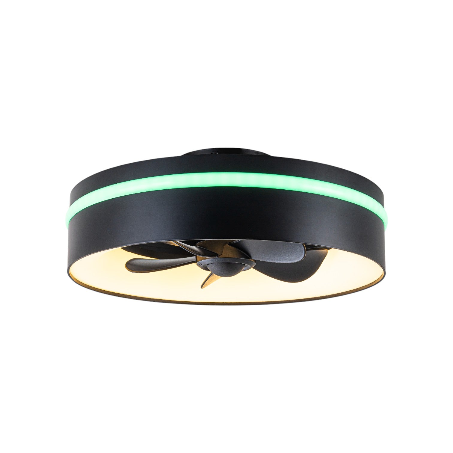 Glowlings 2-Light Modern Black Round RGB Smart LED 3CCT Dimmable Ceiling Fan with Light