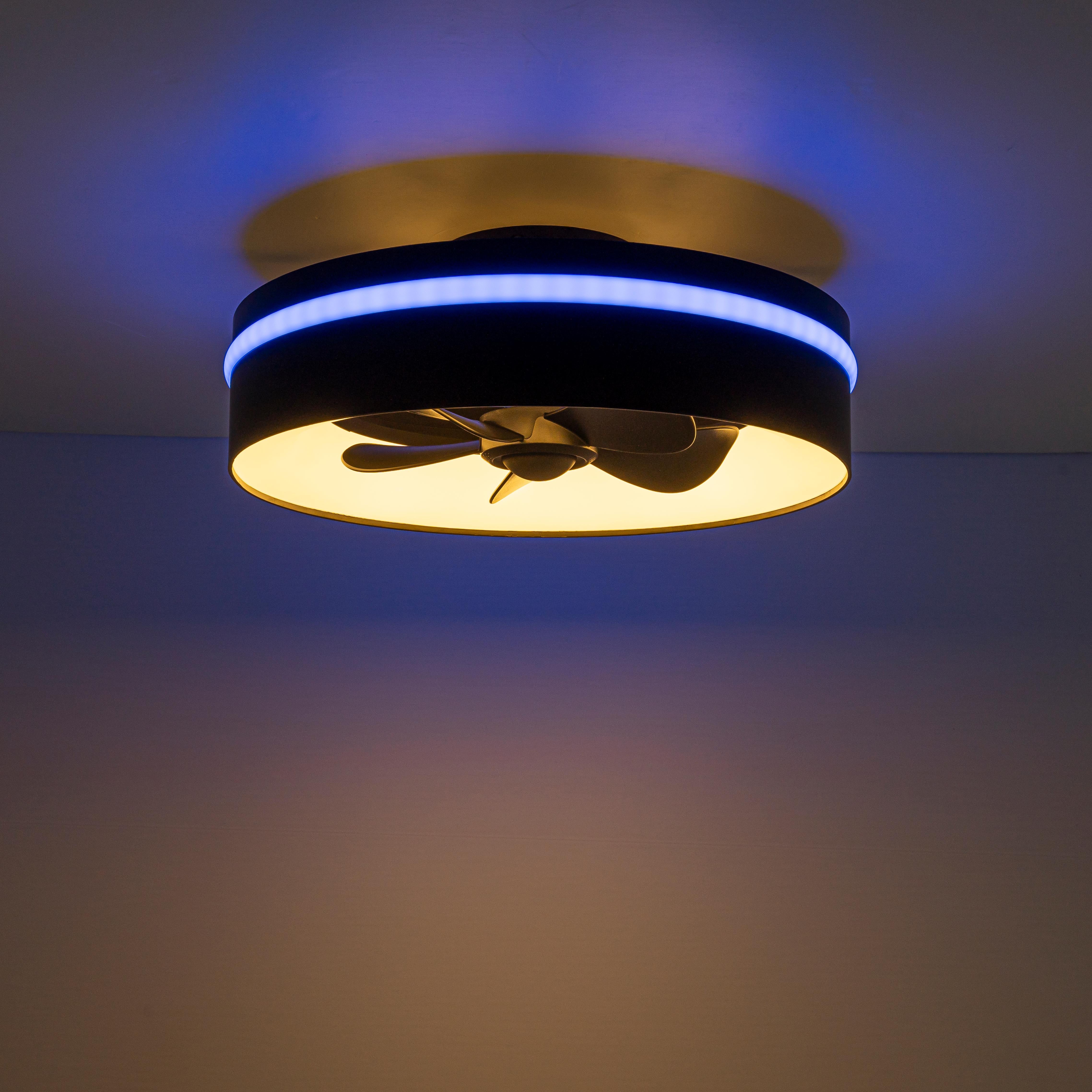 Glowlings 2-Light Modern Black Round RGB Smart LED 3CCT Dimmable Ceiling Fan with Light