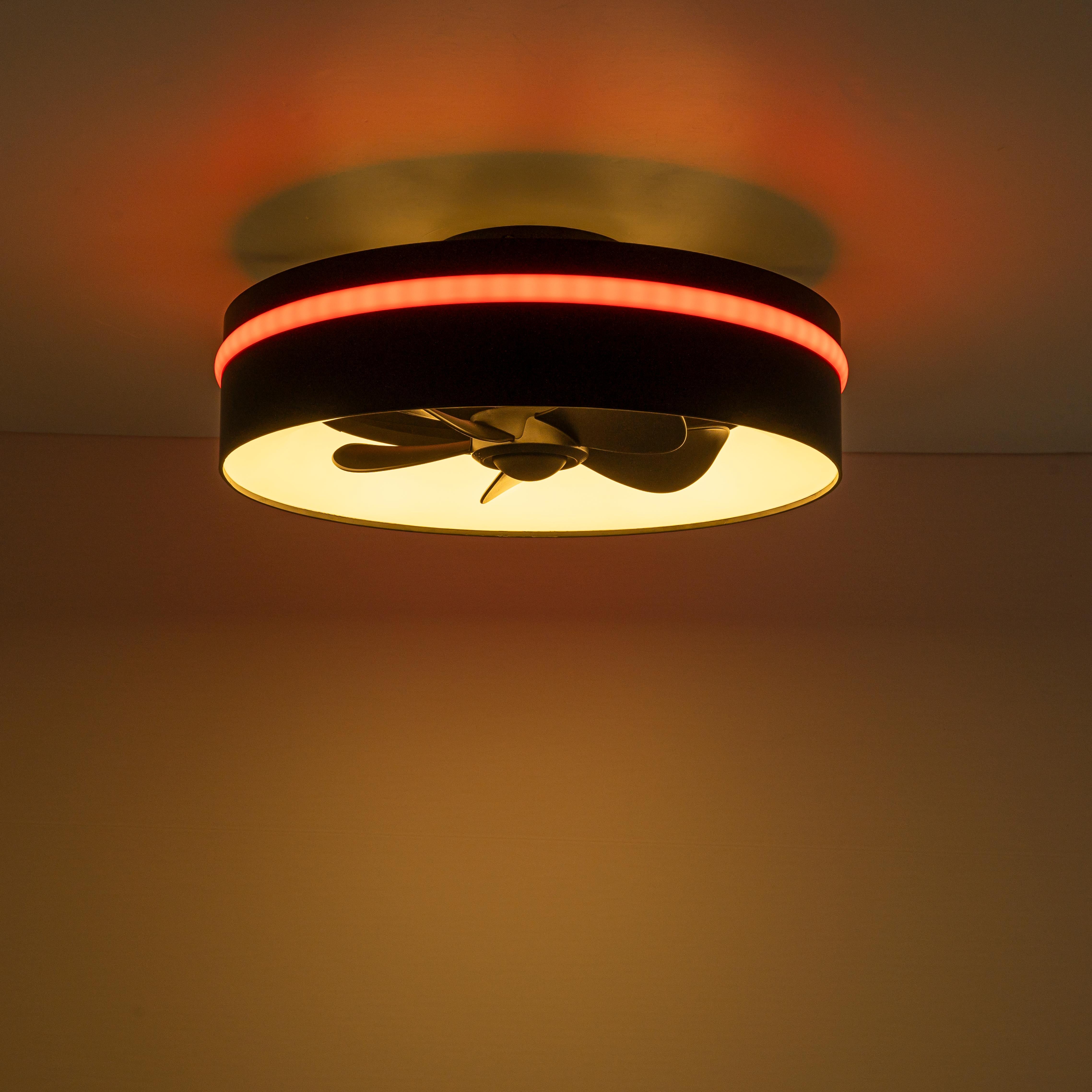 Glowlings 2-Light Modern Black Round RGB Smart LED 3CCT Dimmable Ceiling Fan with Light