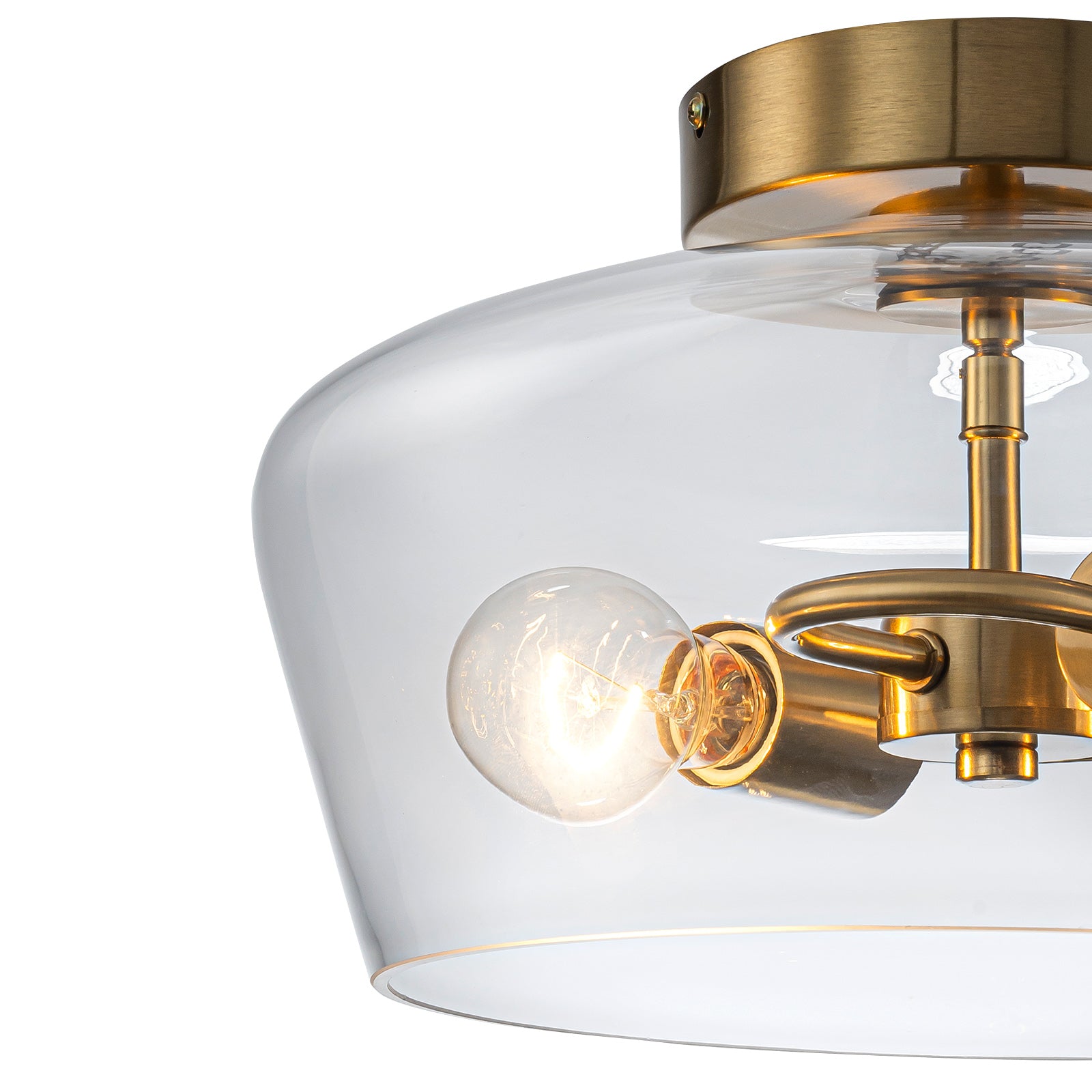 Glowlings 2-Light Modern 13"Wide Brass Clear Glass Dome Flush Mount Ceiling Light