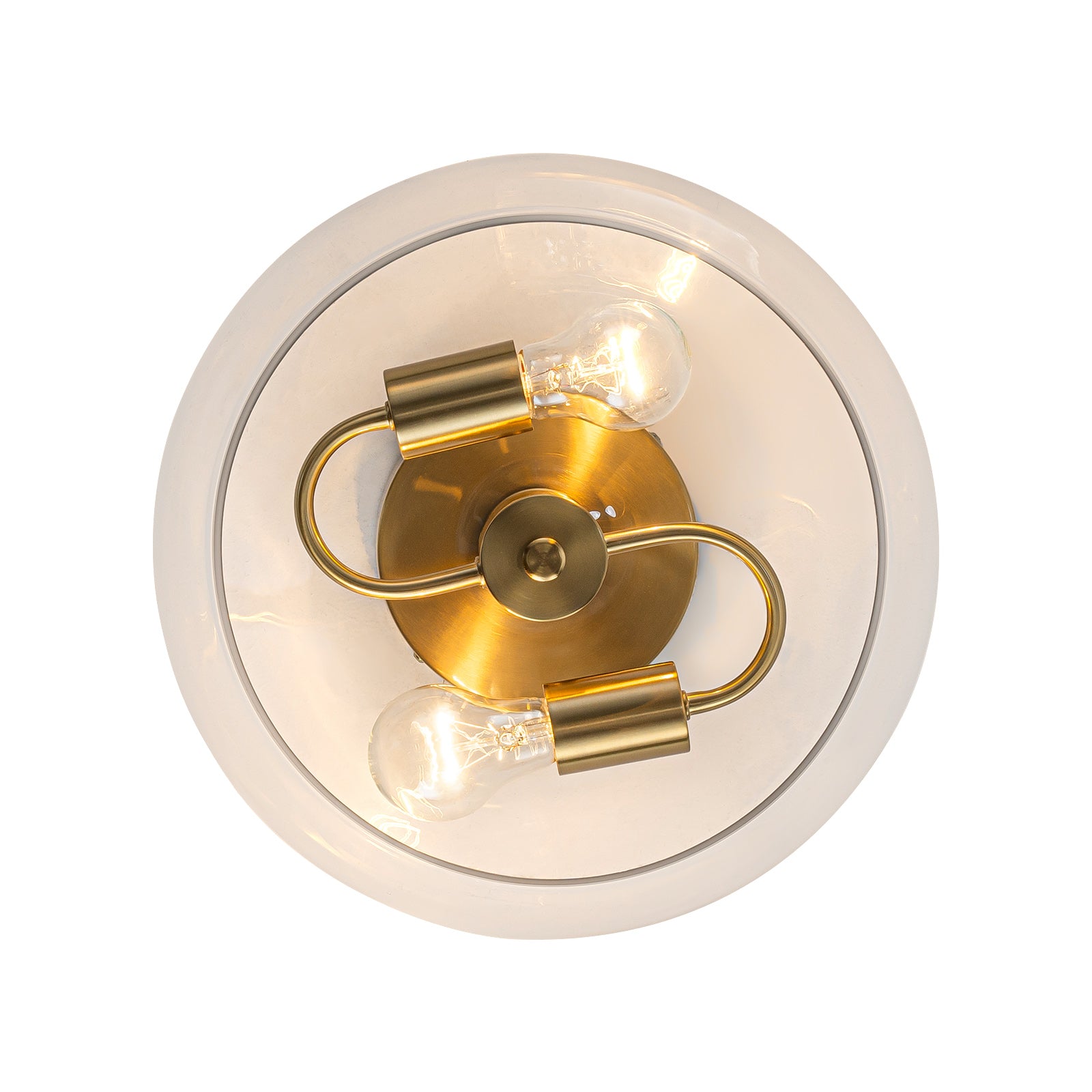 Glowlings 2-Light Modern 13"Wide Brass Clear Glass Dome Flush Mount Ceiling Light