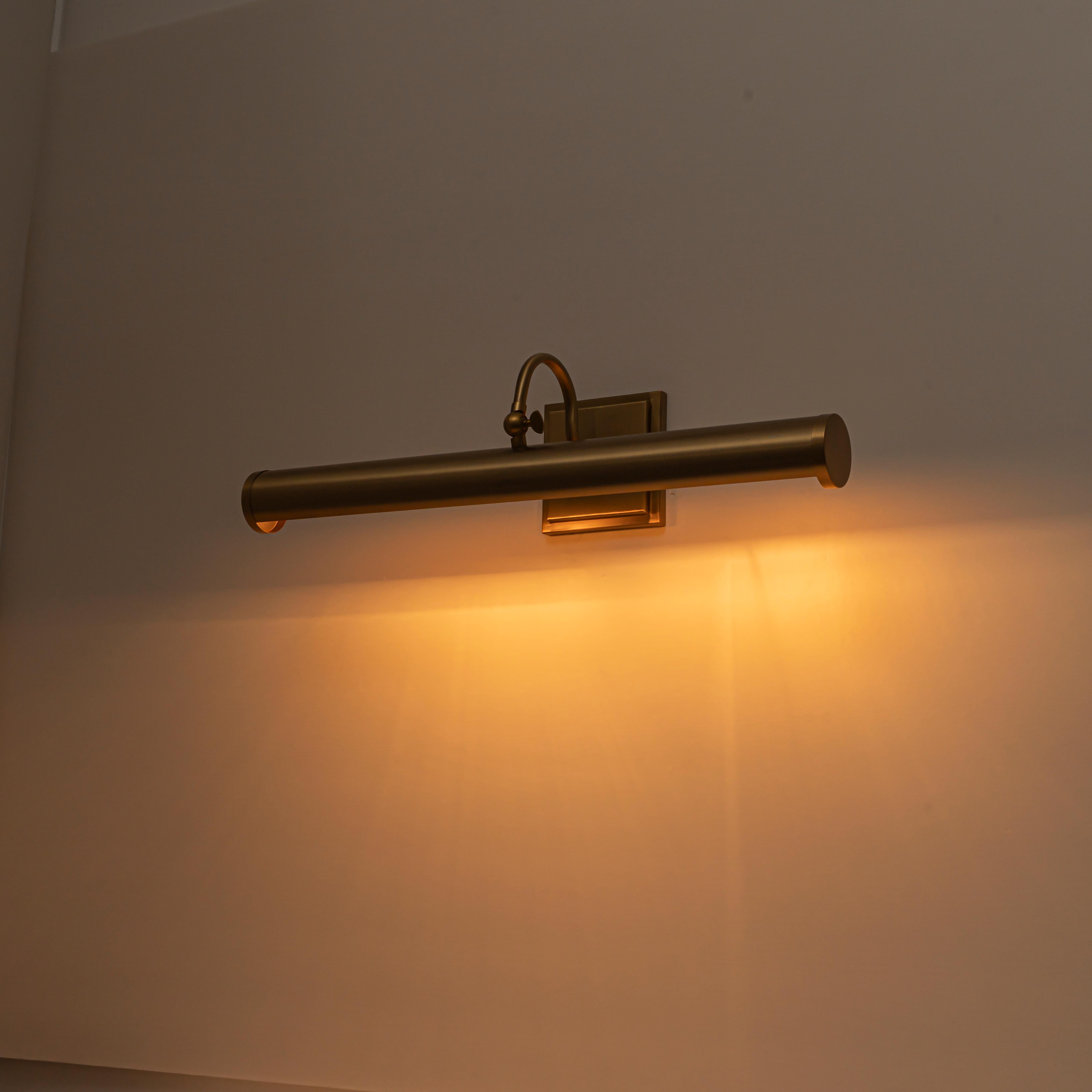 Glowlings 2-Light Modern Brass Linear Picture Light Wall Sconce for Artwork & Gallery Display, Mid-Century Antique Gold Vanity Light