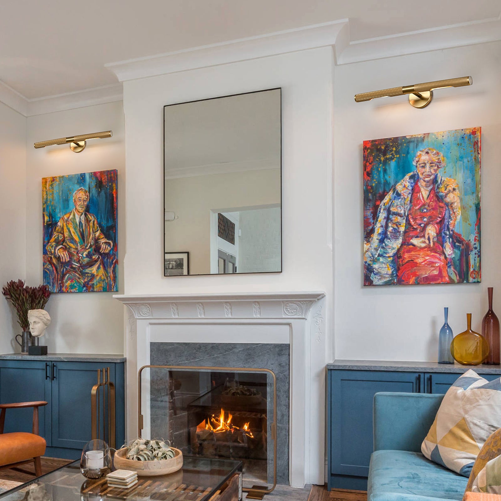 Glowlings 2-Light Modern 24"Wide Knurling Texture Antique Linear Picture Light Wall Sconce