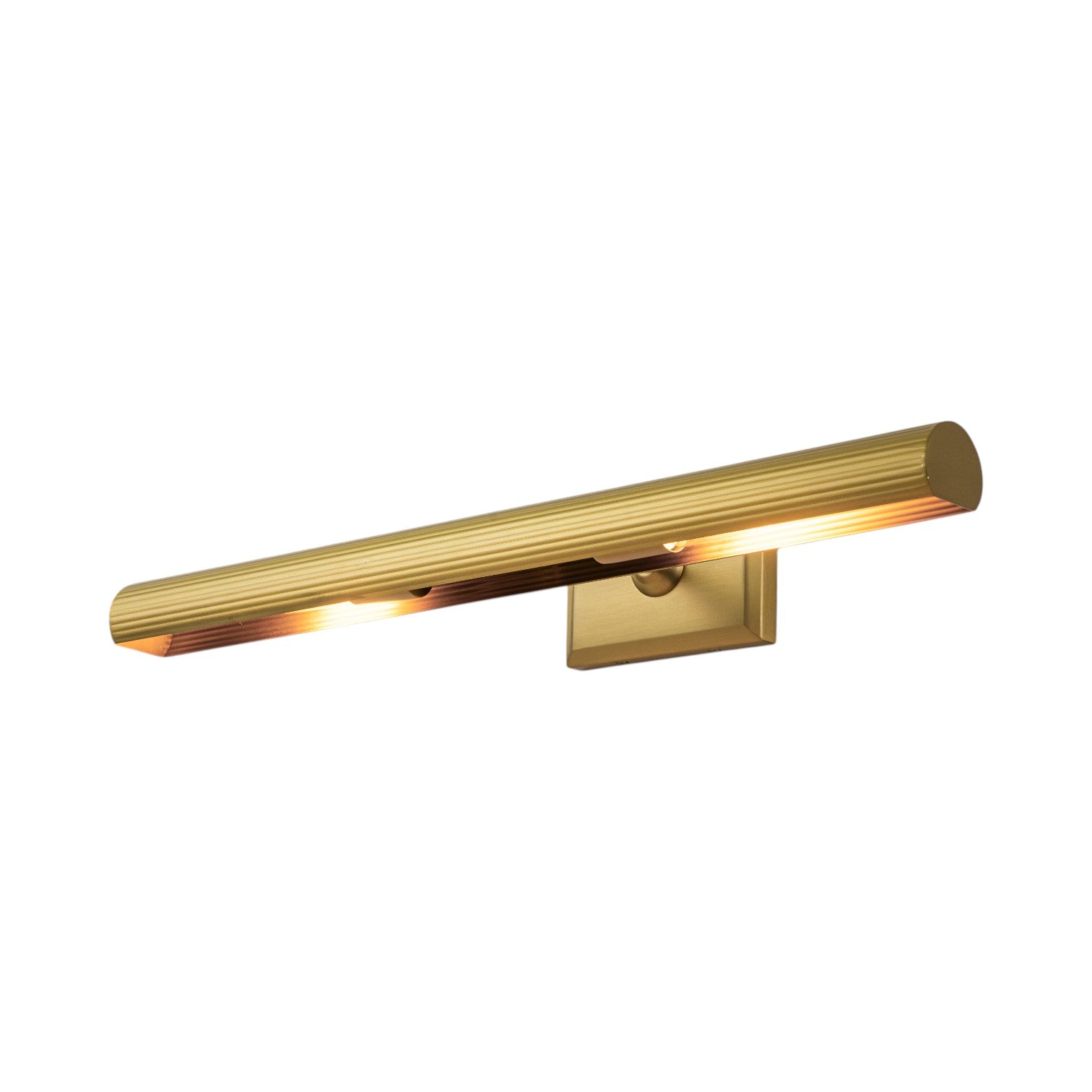 Glowlings 2-Light Modern Brushed Brass Fluted Slim Linear Picture Light Picture Frame Wall Sconce
