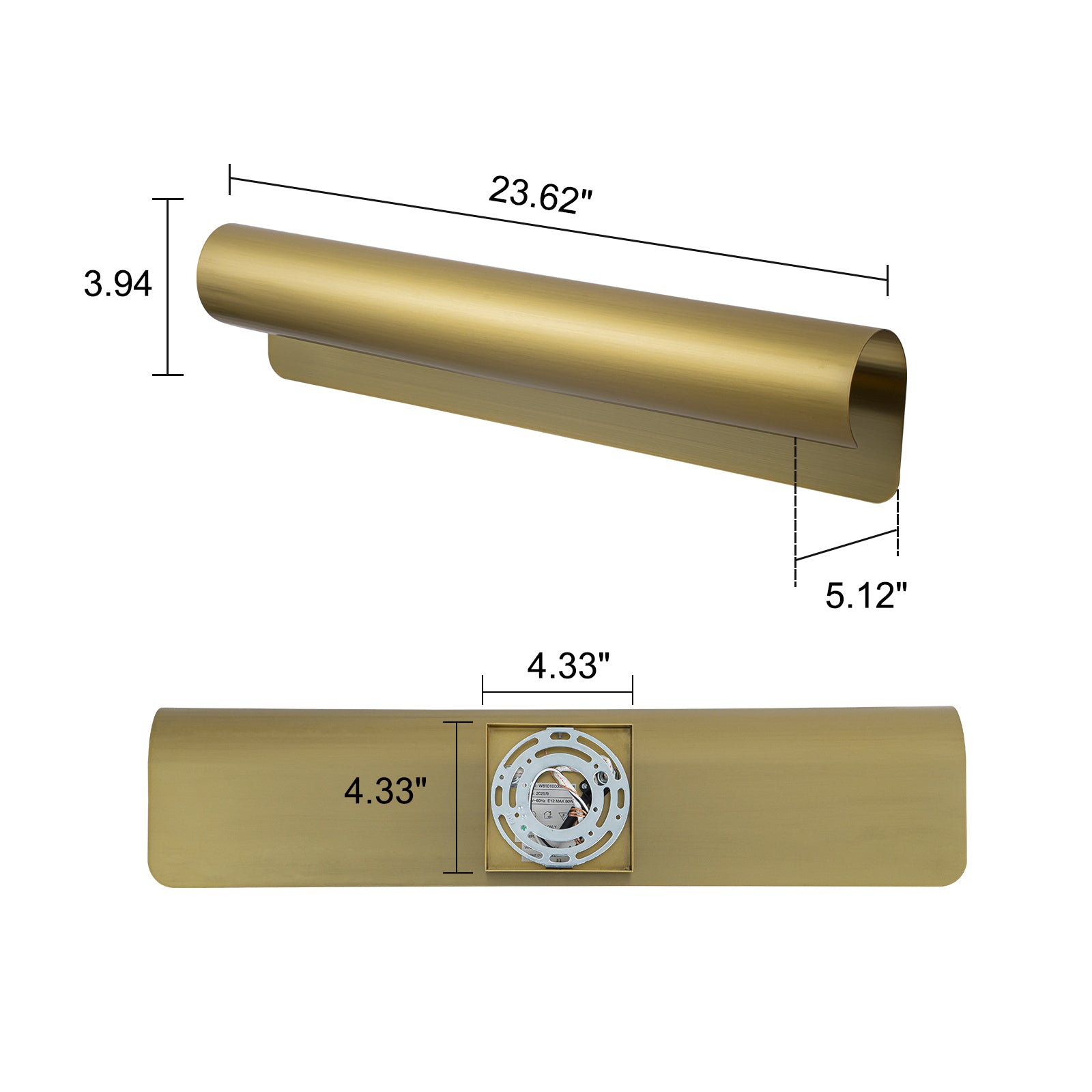 Glowlings 2-Light Modern Brushed Gold Linear Curved Metal Scroll Wall Sconce Picture Mirror Light Fixture