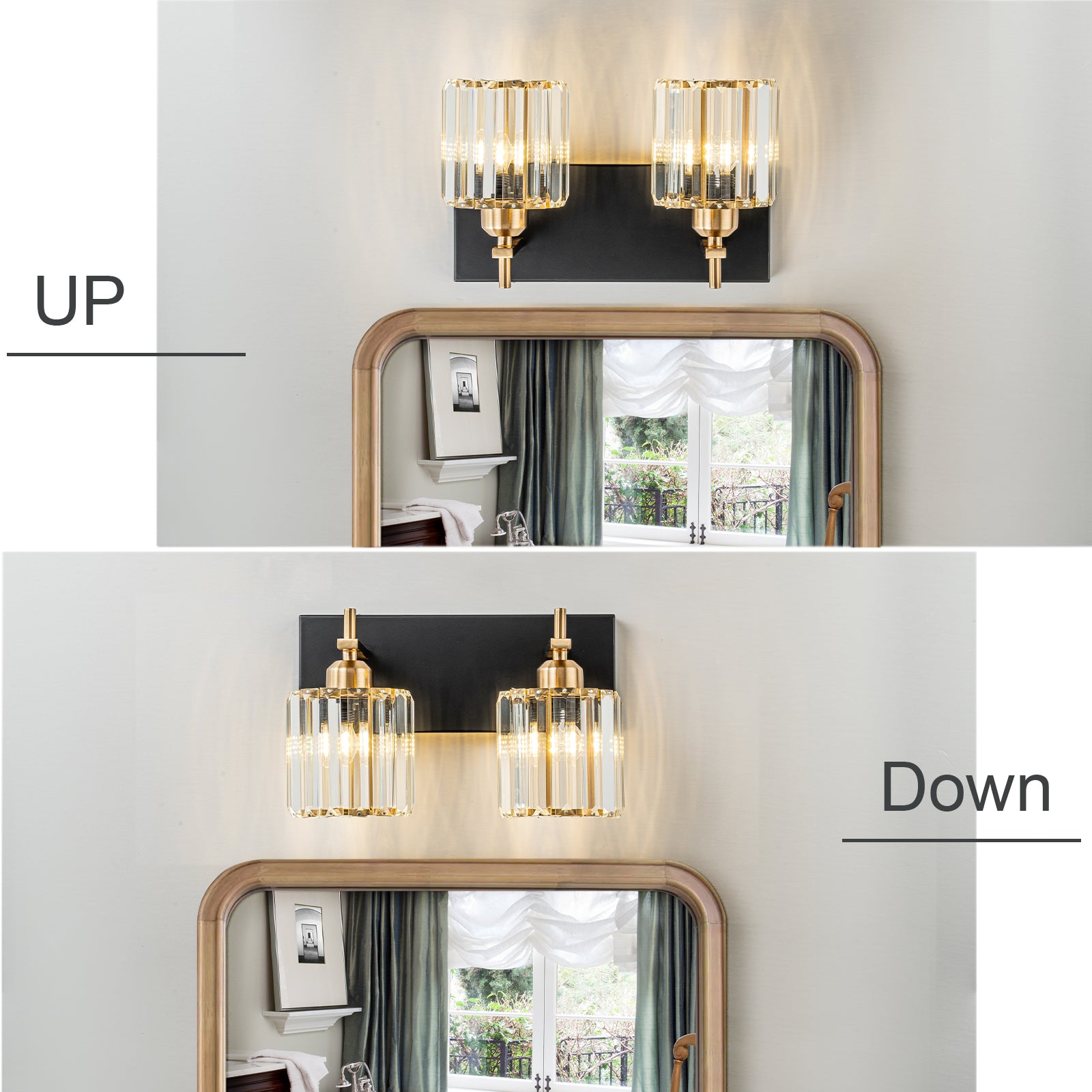 Glowlings 2-Light 13"Wide Modern Crystal Square Vanity Light For Bathroom