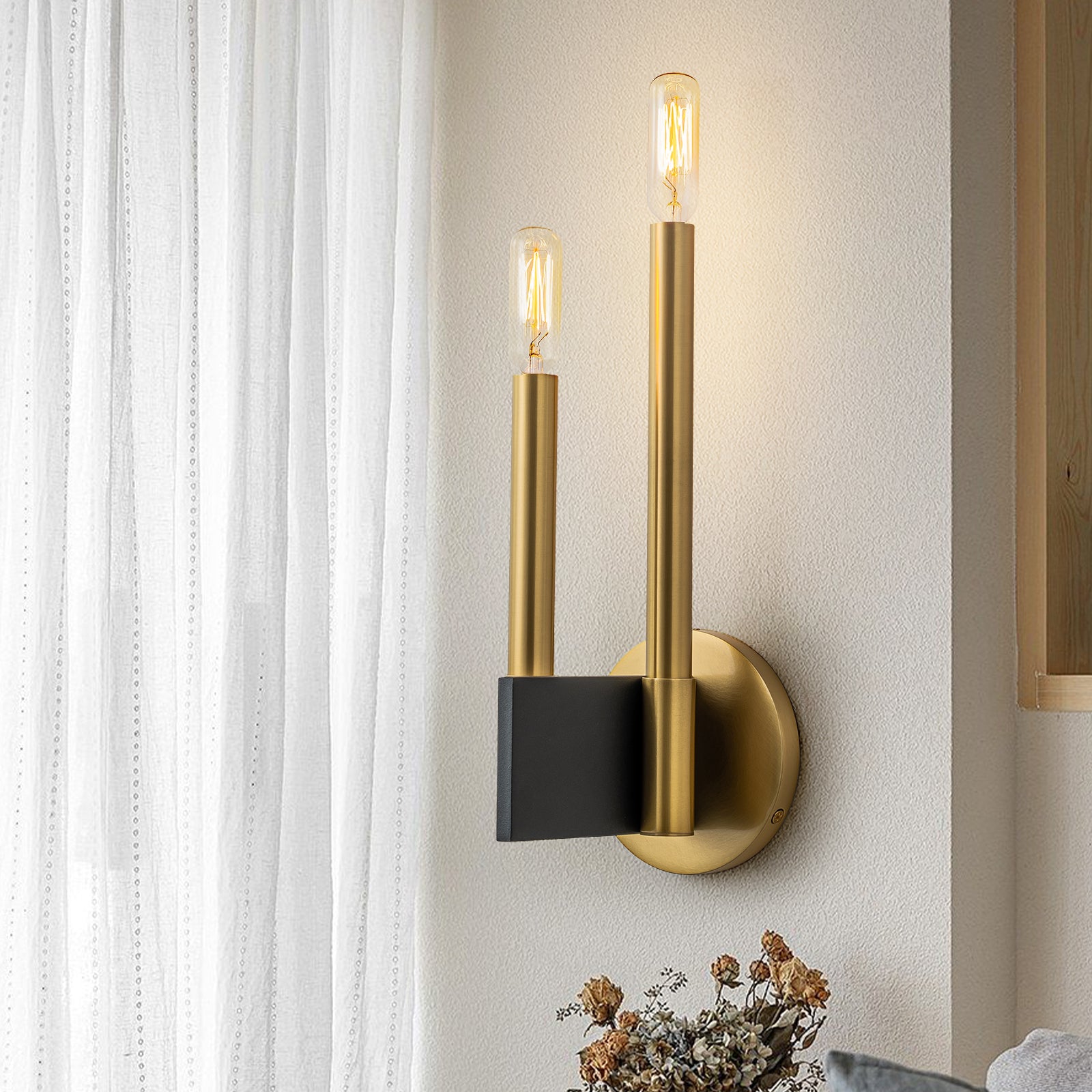 Glowlings 2 Light Modern Elongated Candlesticks Candelabra Shape Wall