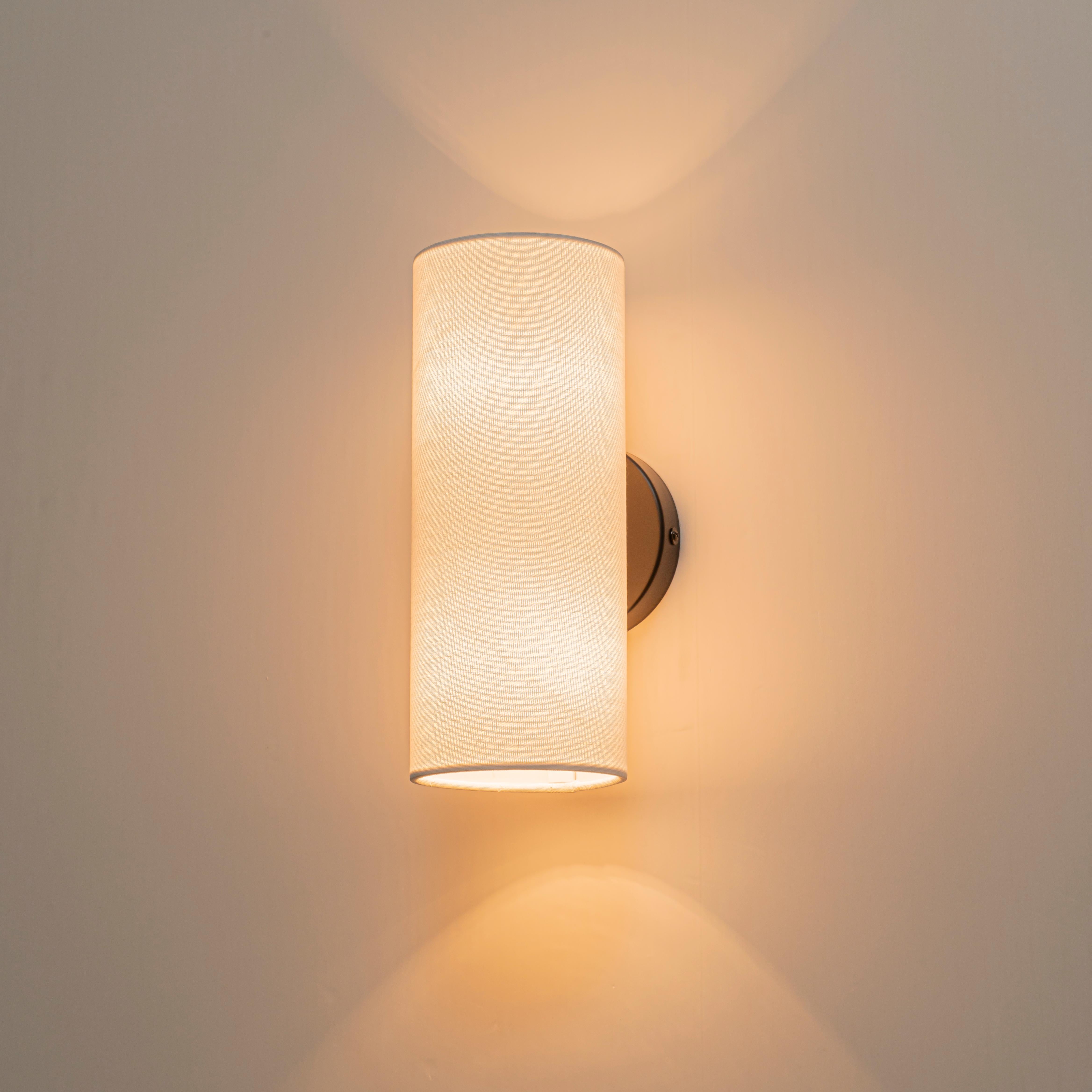 Glowlings Modern 2-Light Fabric Matte Black Cylinder Linen Wall Sconce