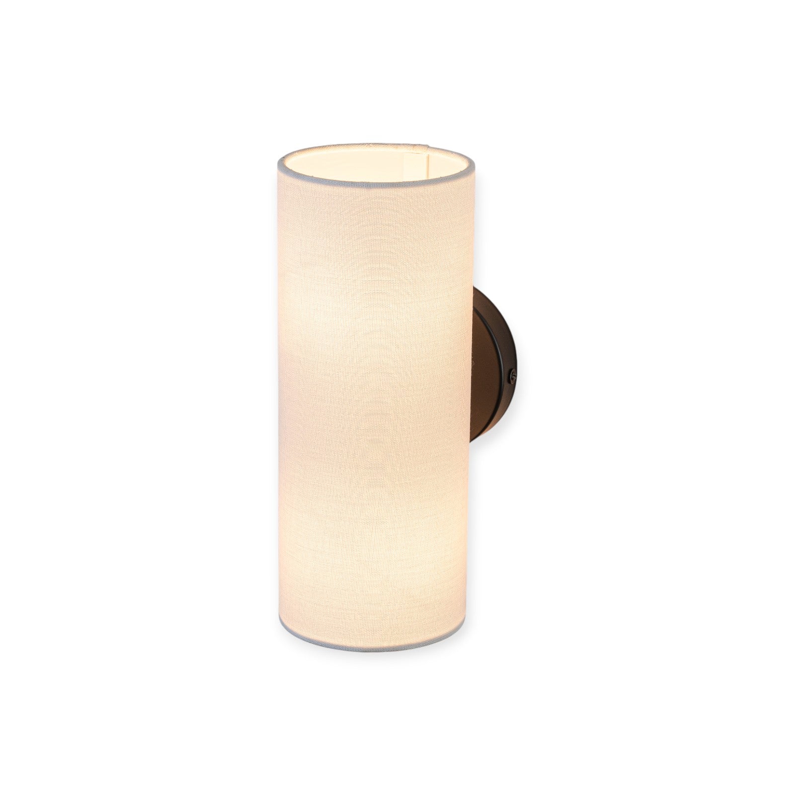Glowlings Modern 2-Light Fabric Matte Black Cylinder Linen Wall Sconce